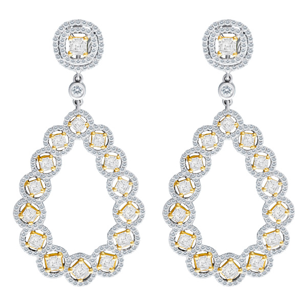 Drop diamond earrings in 18k white gold image 1