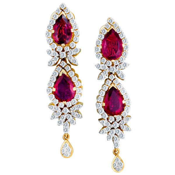 Ruby and diamond earring in 18k gold image 1