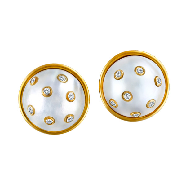 18k & Diamond Pearl Earrings image 1