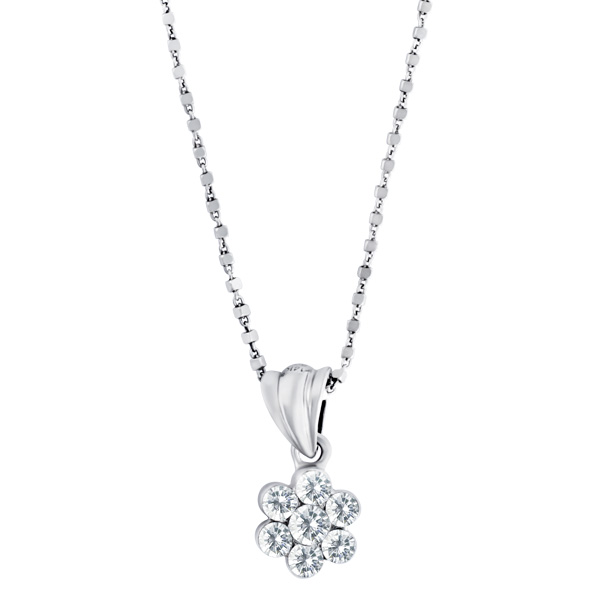 14k chain with beautiful flower diamond pendant image 1
