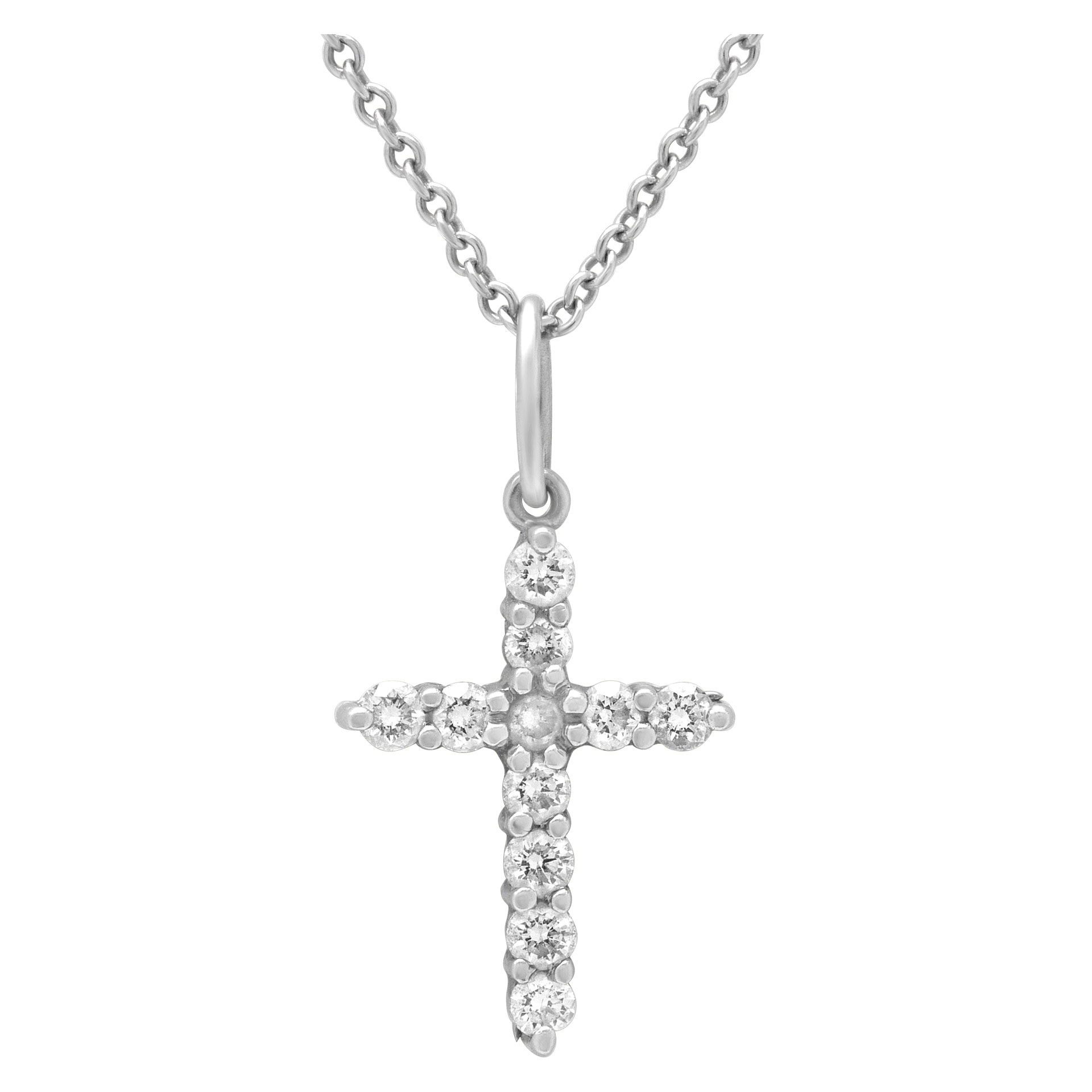Tiffany & Co diamond cross pendant necklace in platinum image 1