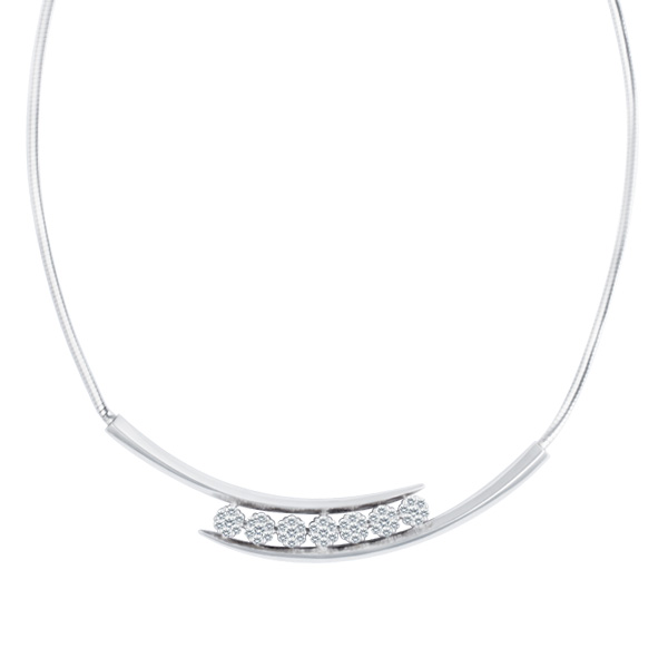 7 diamond snowflake choker necklace 14k white gold. 1.00 carats in diamonds image 1