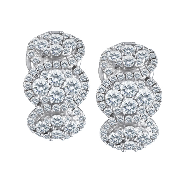 14k earrings triple drop huggies with pave set diamonds app. 0.74 cts image 1