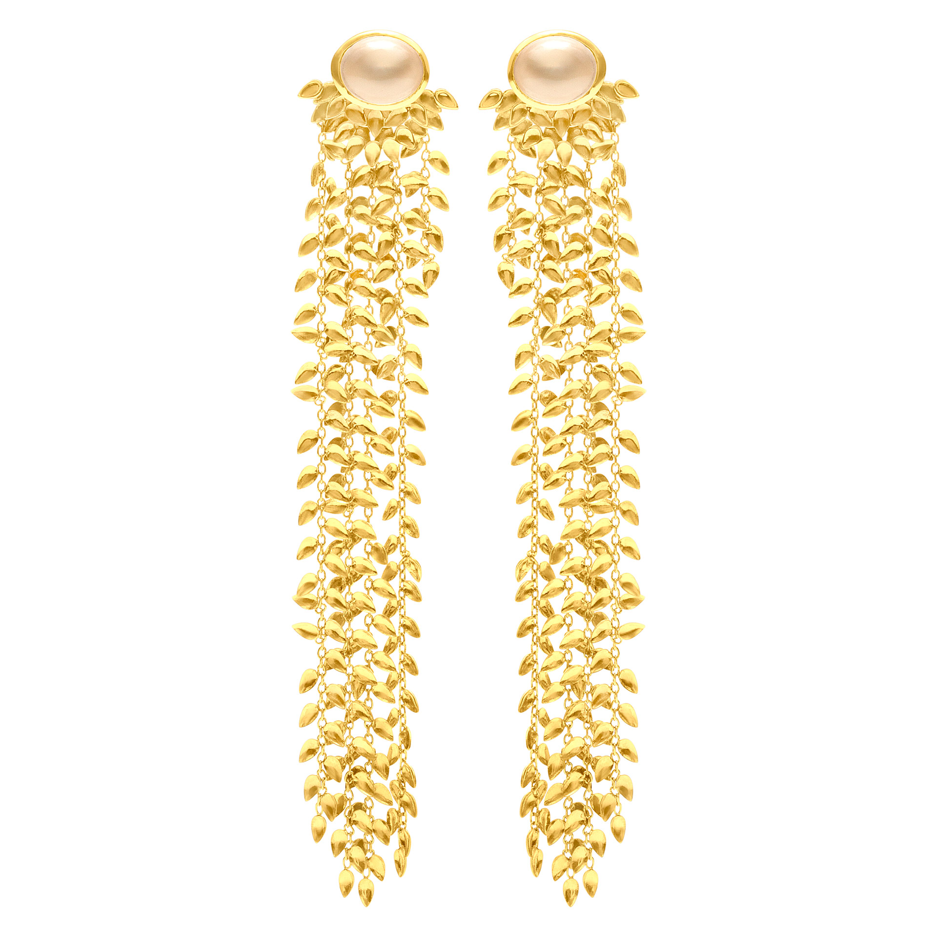 Dandling earrings in 18k yellow gold with moonstones image 1