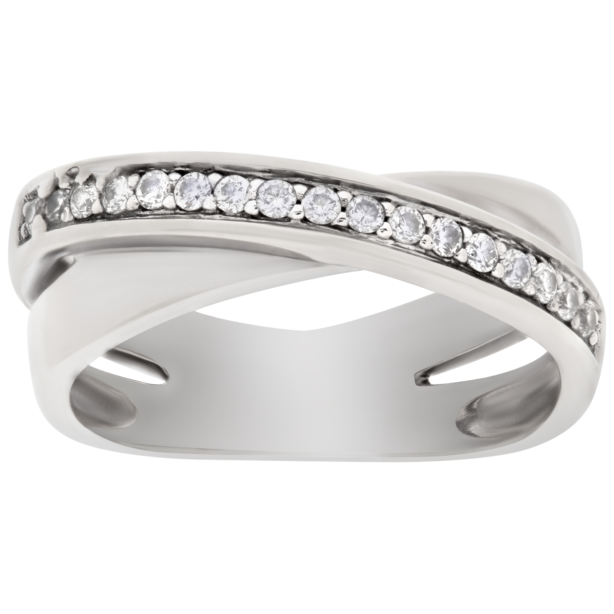 Crossover diamond ring in 18k white gold. image 1
