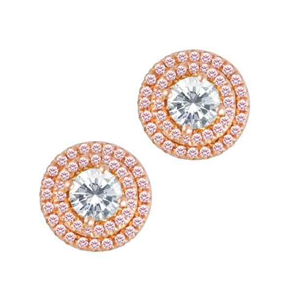 18k rose gold and diamond earrings image 1