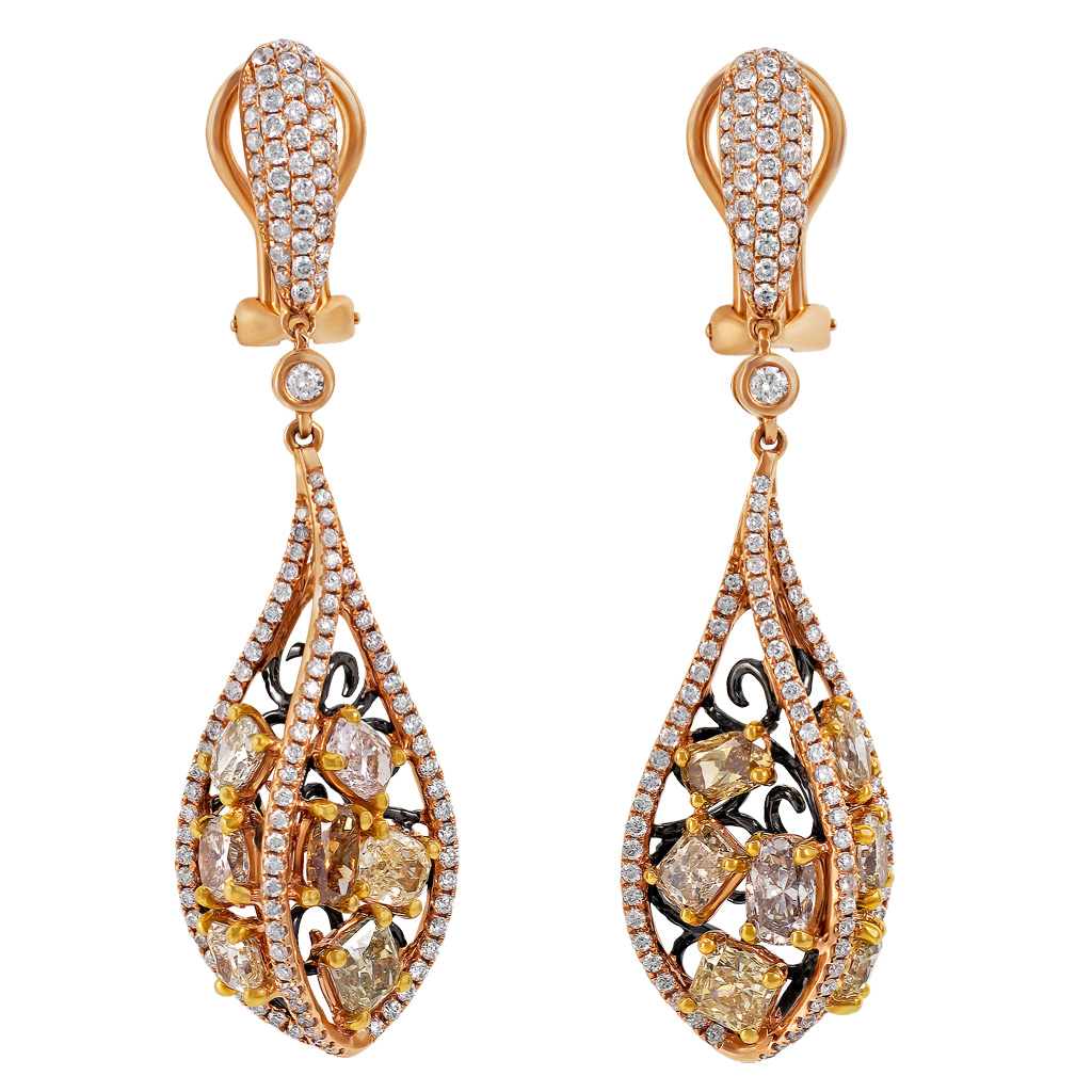 Diamond drop earrings in 18k rose gold image 1