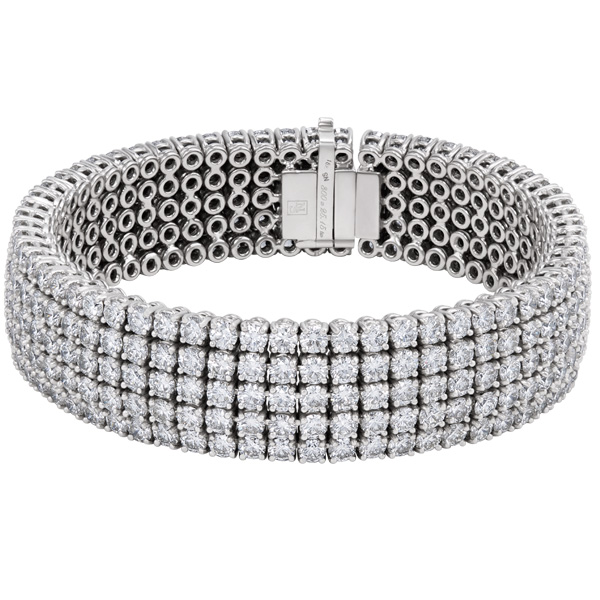 5 Rows diamond tennis-style bracelet in 18k image 1