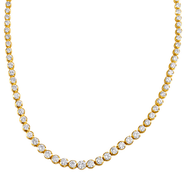 Graduated Diamond Line Necklace in 18k with approx. 7 carats in round brilliant diamonds.16.5" long image 1