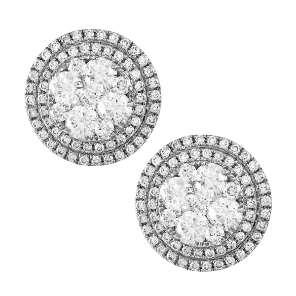 18k white gold diamond earrings image 1
