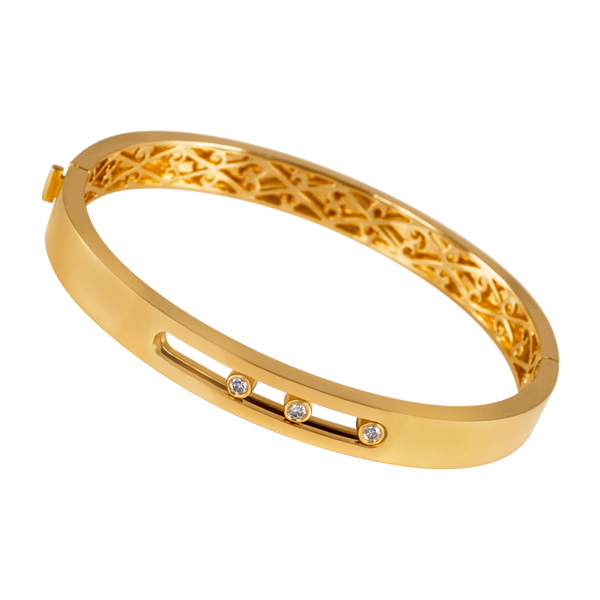 Bangle in 18k yellow gold with diamonds image 1