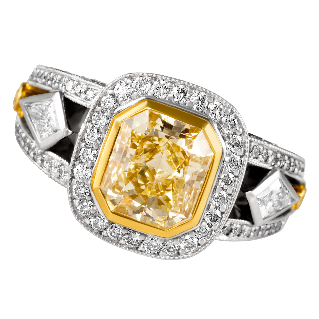 Fancy Yellow GIA Certified Diamond Ring image 1
