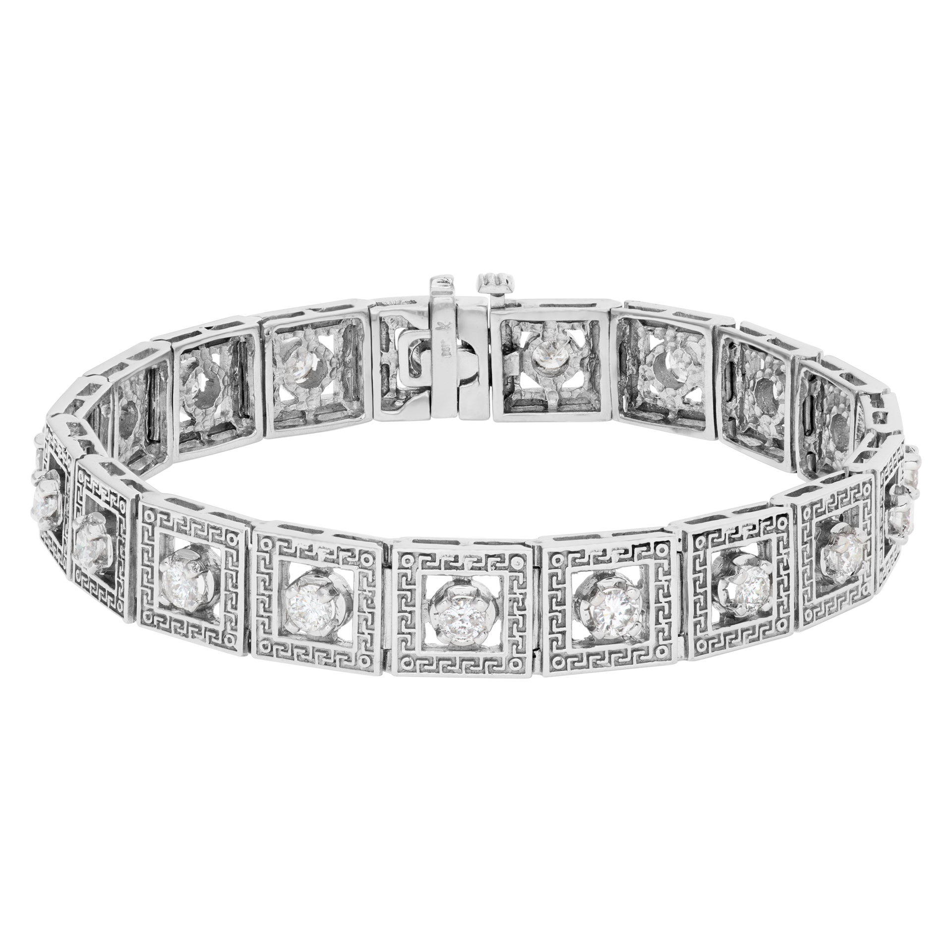 Geometric diamond link bracelet in 14k white gold. 2 carats in white clean diamonds image 1