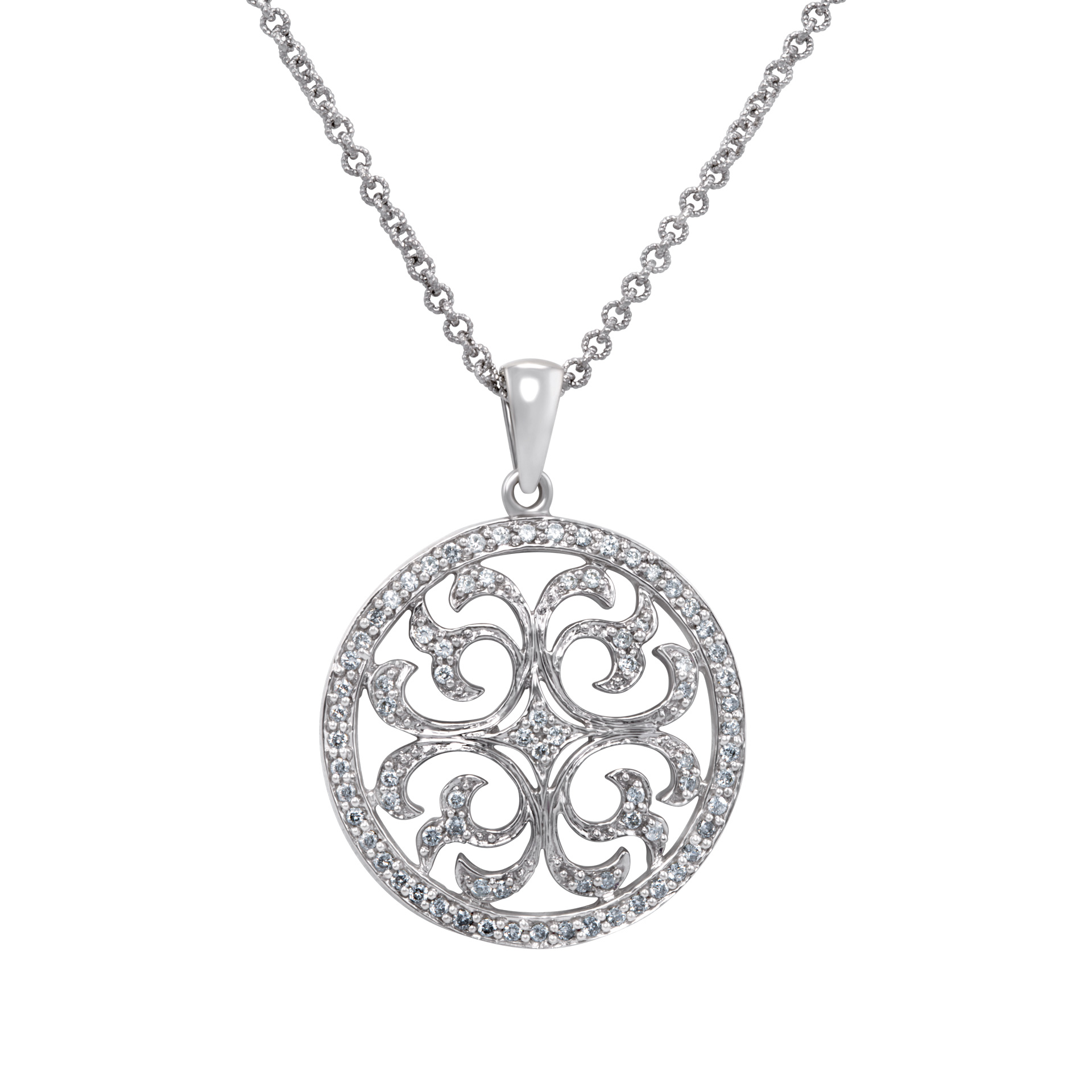 Diamond circle necklace in 14k white gold image 1