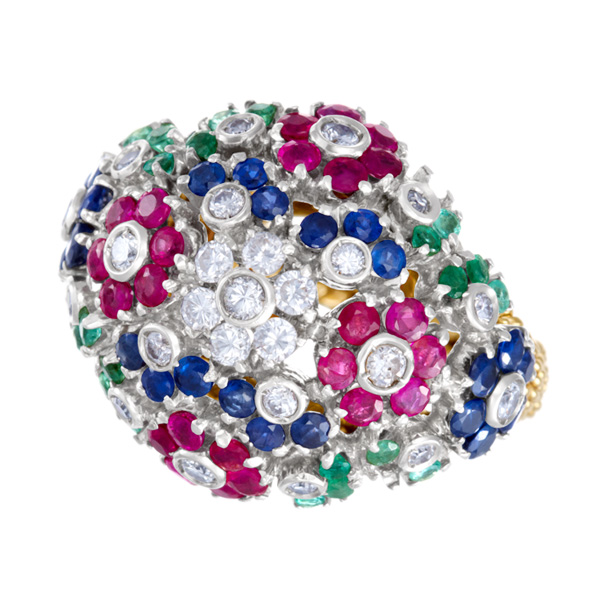 Sapphire, ruby, emerald & diamond ring image 1