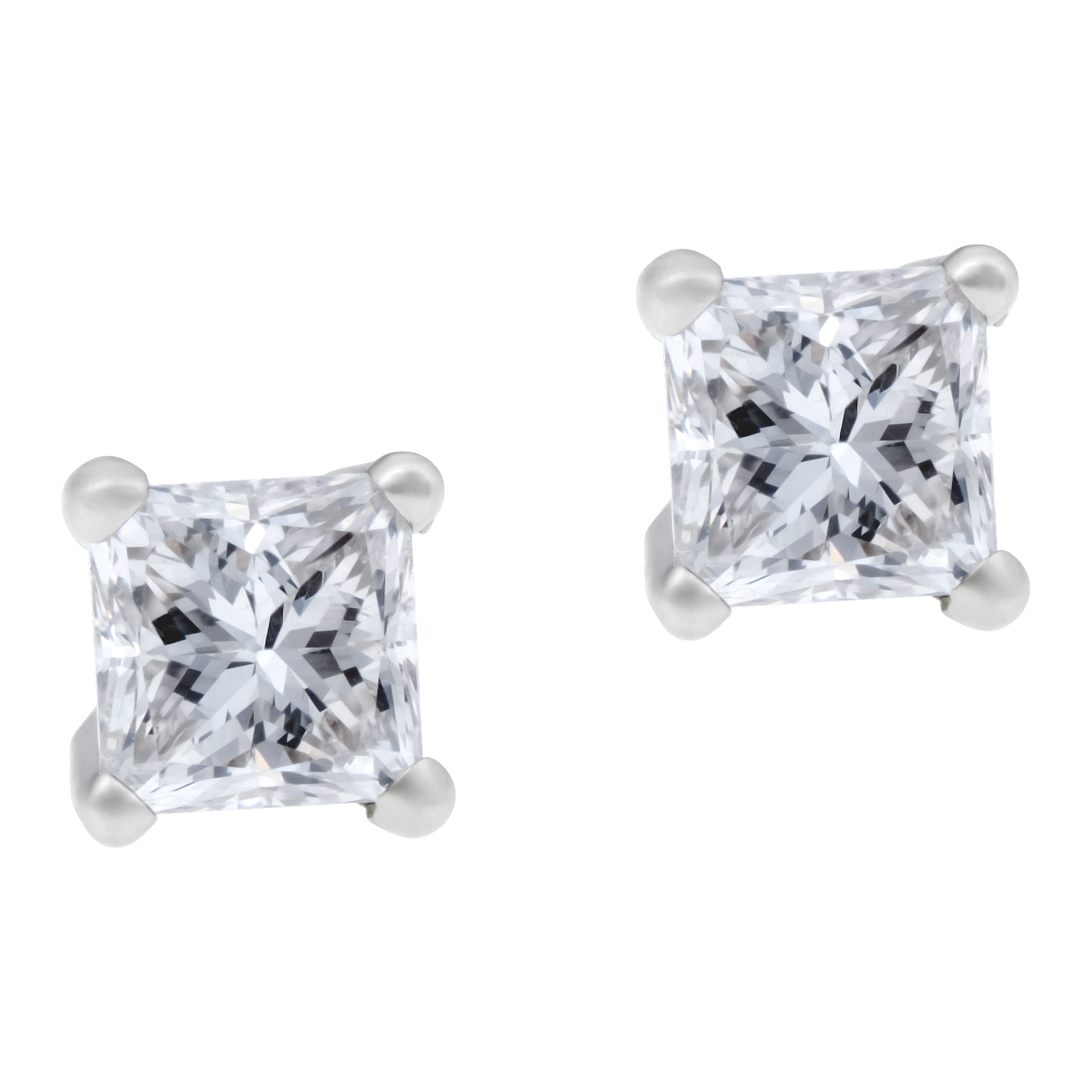 GIA Certified Princess Cut Diamond Studs ( J color, SI12 clarity) image 1