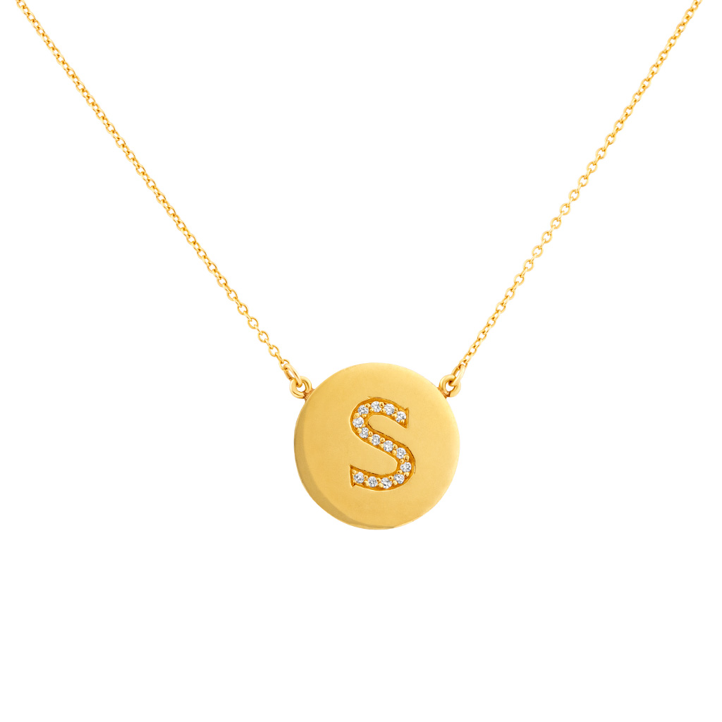14k gold necklace with diamond S image 1