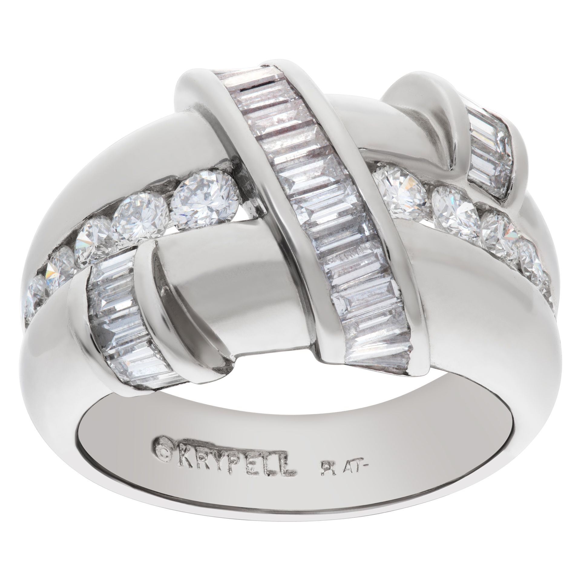Charles Krypell diamond ring in platinum. 1.00 ct in round & baguette diamonds. image 1