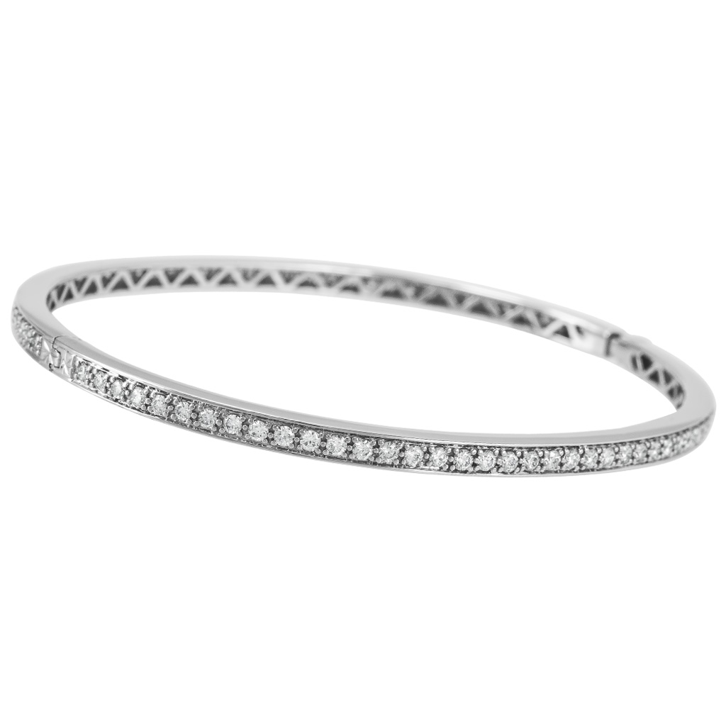 Gorgeous slim 18k white gold diamond infinity bangle bracelet image 1