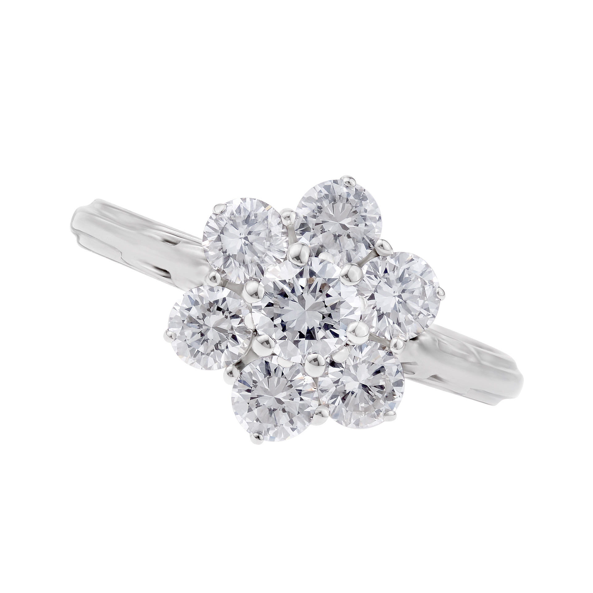 Flower diamond ring in 18k white gold. 1.20 carats (G-H, VS). Size 7 image 1