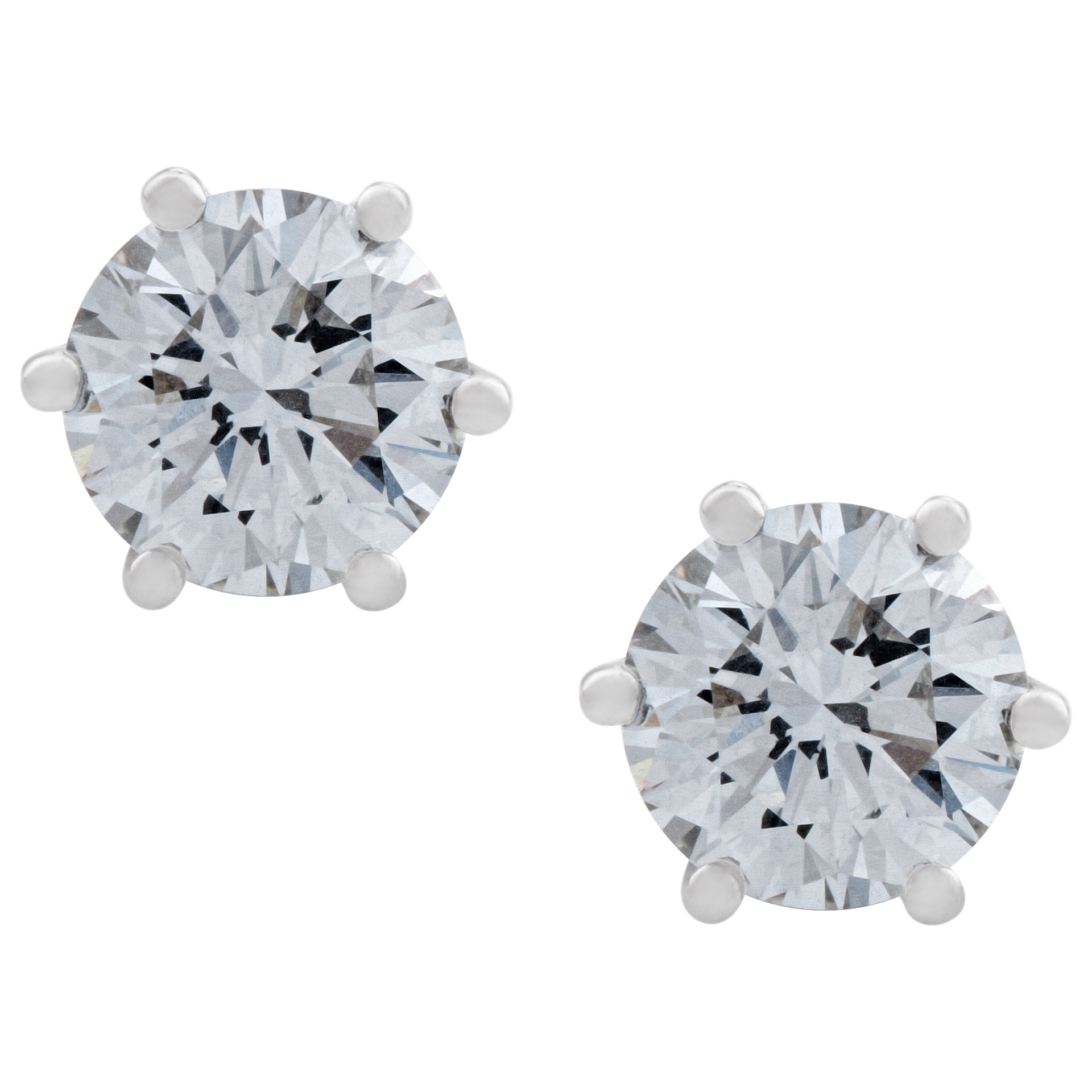 GIA Certified Diamond stud earrings in 18k white gold. 1.01 and 1.03 cts G color, VS2 clarity image 1