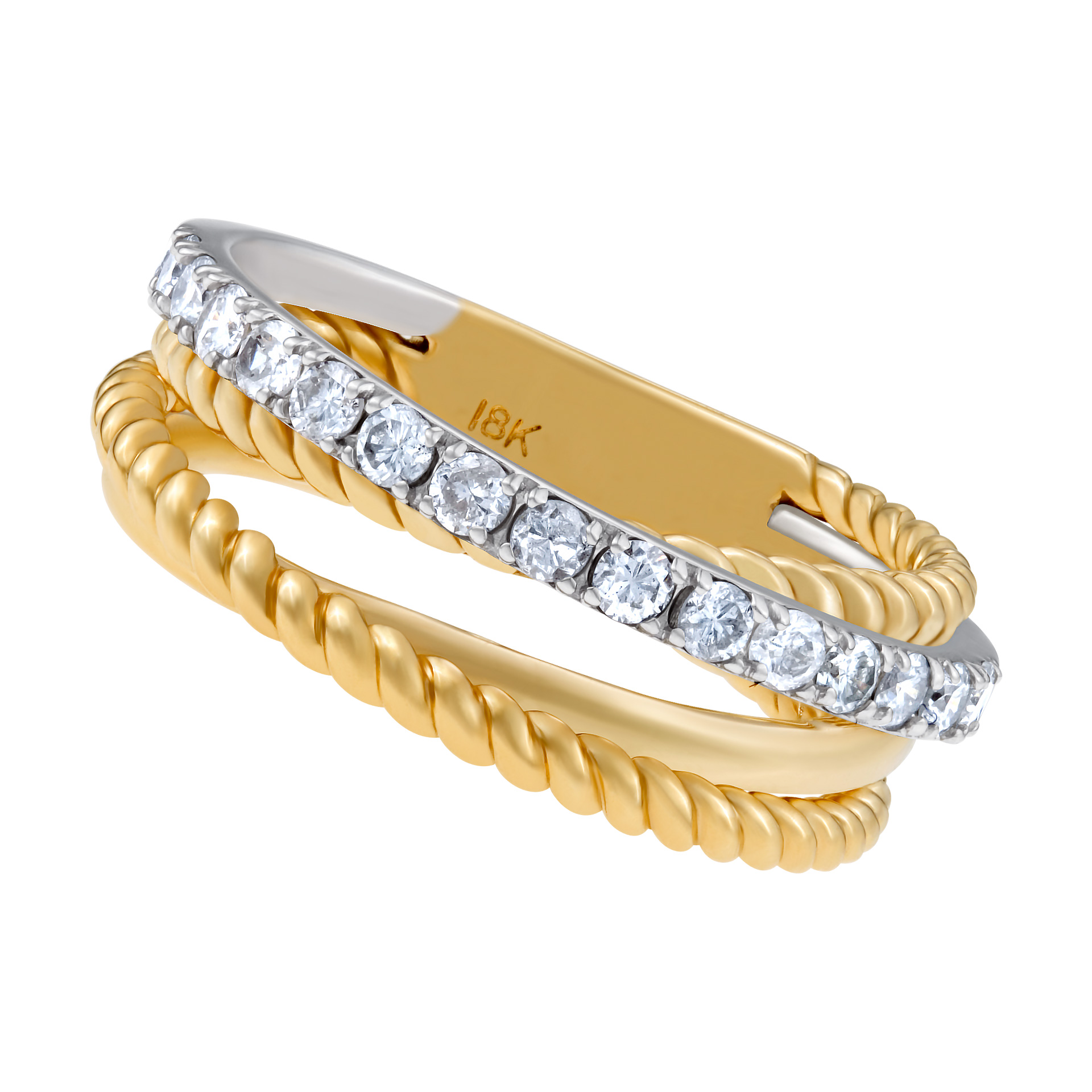 Modern & stylish crossover in 18k white & yellow diamond band with 0.44 carats image 1