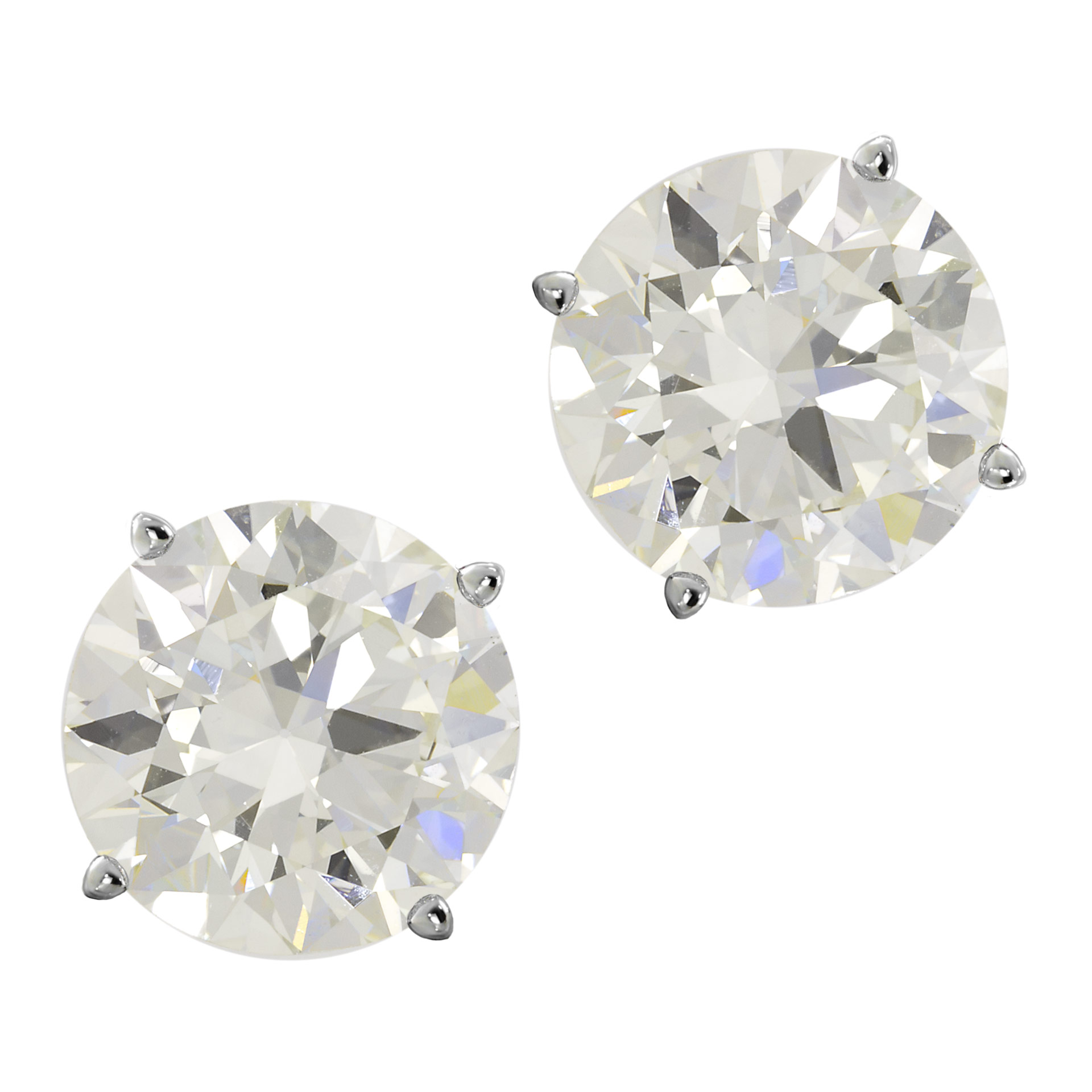 GIA Certified Diamond Studs 3.98 cts (O-P Color, VVS2 Carity), 3.97cts diamond (N Color,VS1 Clarity) image 1
