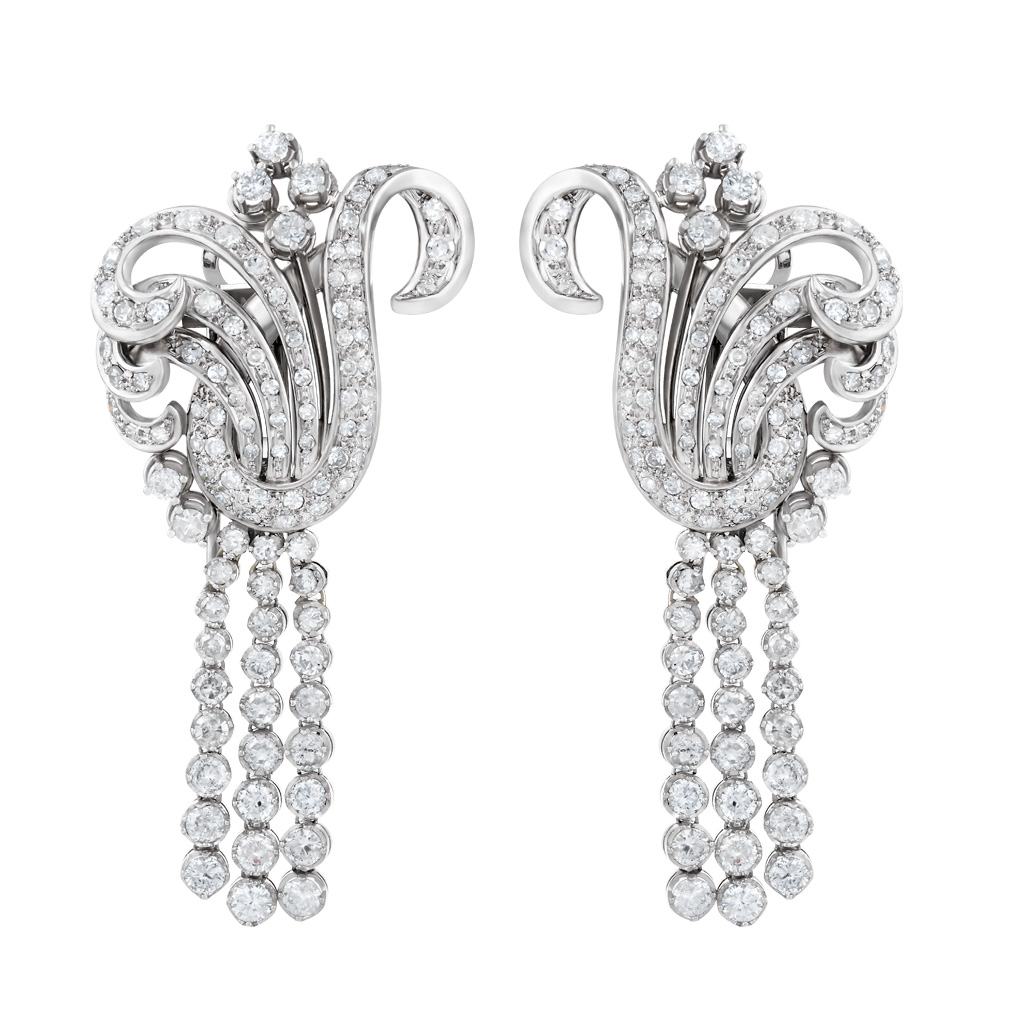 Vintage diamond earring in platinum image 1