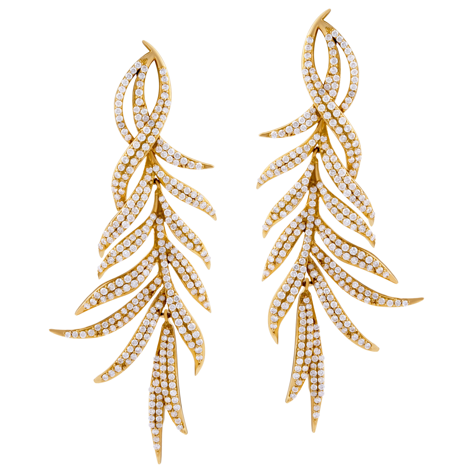 Diamond leaf earrings image 1