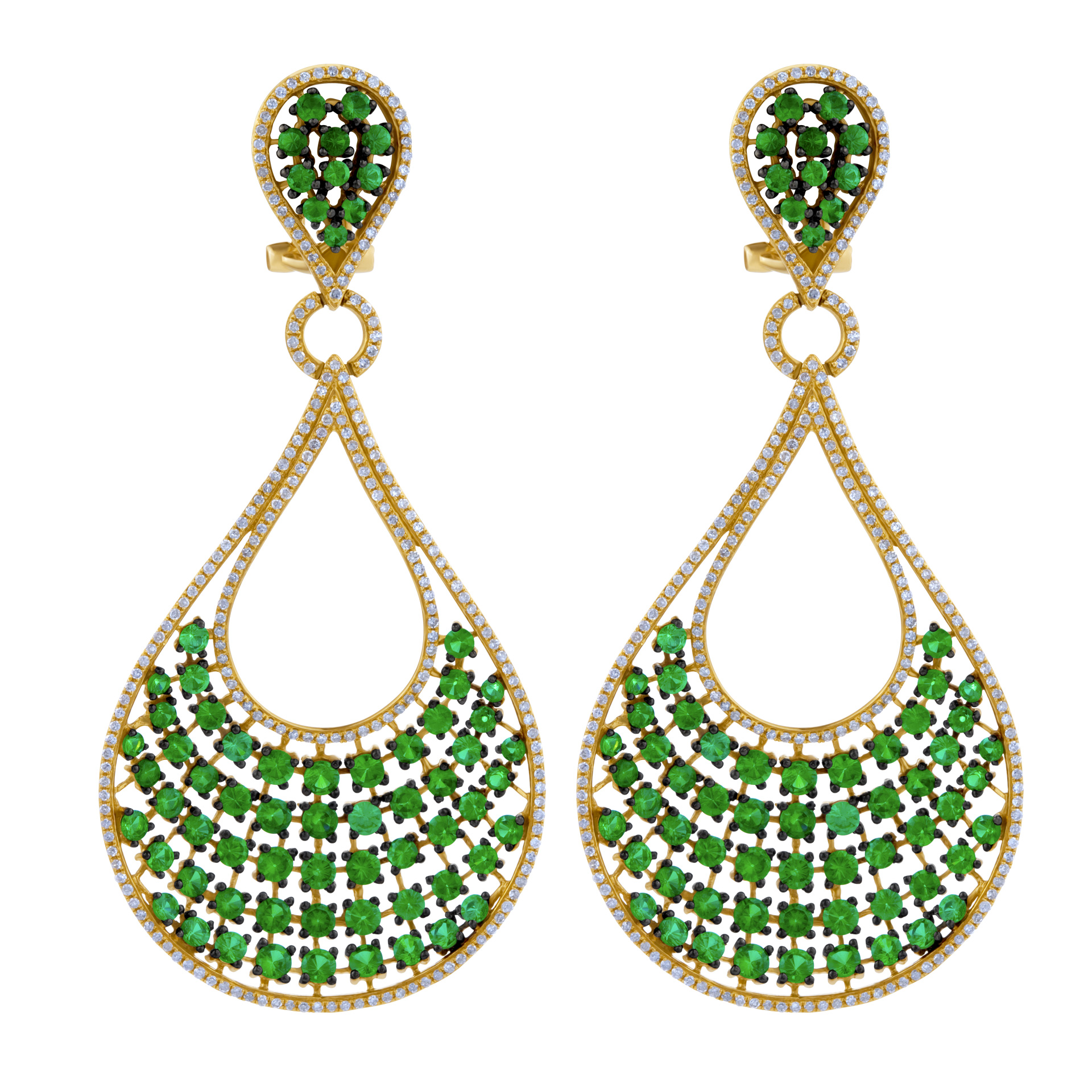 18k earrings with 1.15 carats in diamonds green 7.30 carats image 1