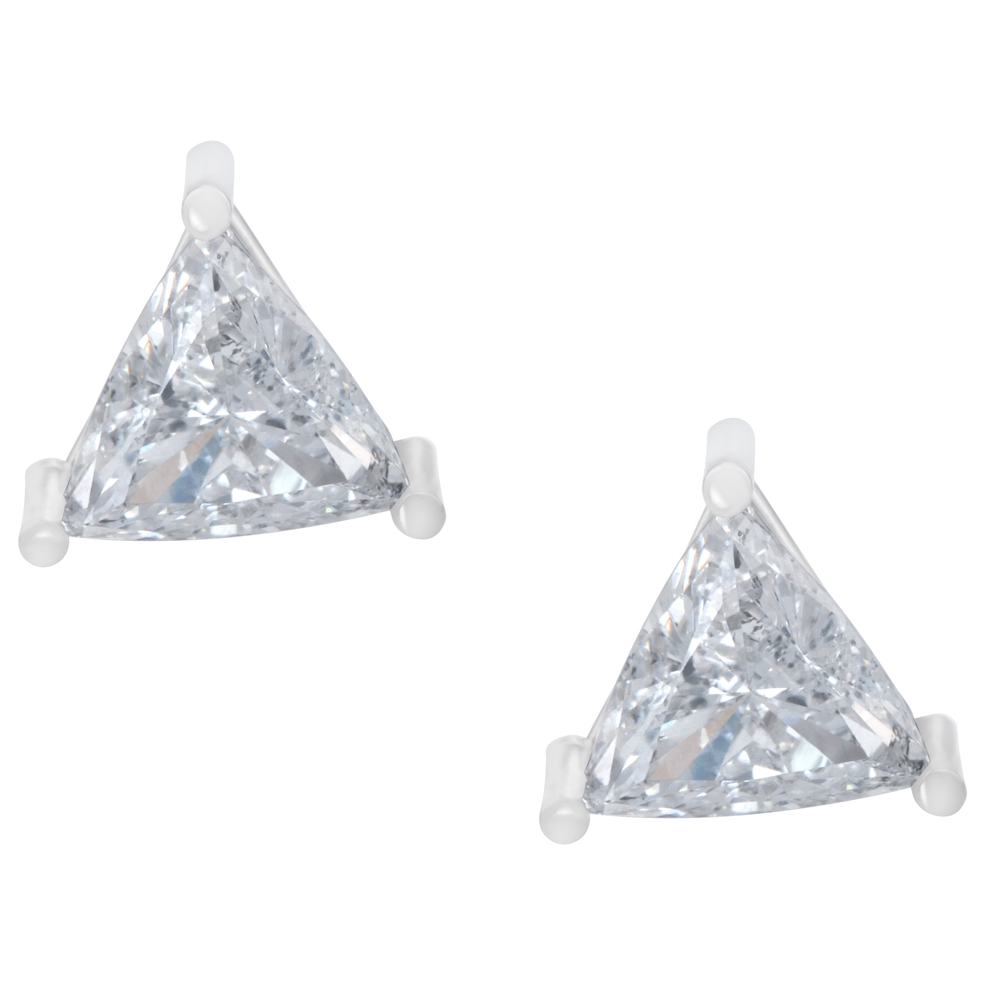 Trilliant diamond studs in 14k white gold image 1