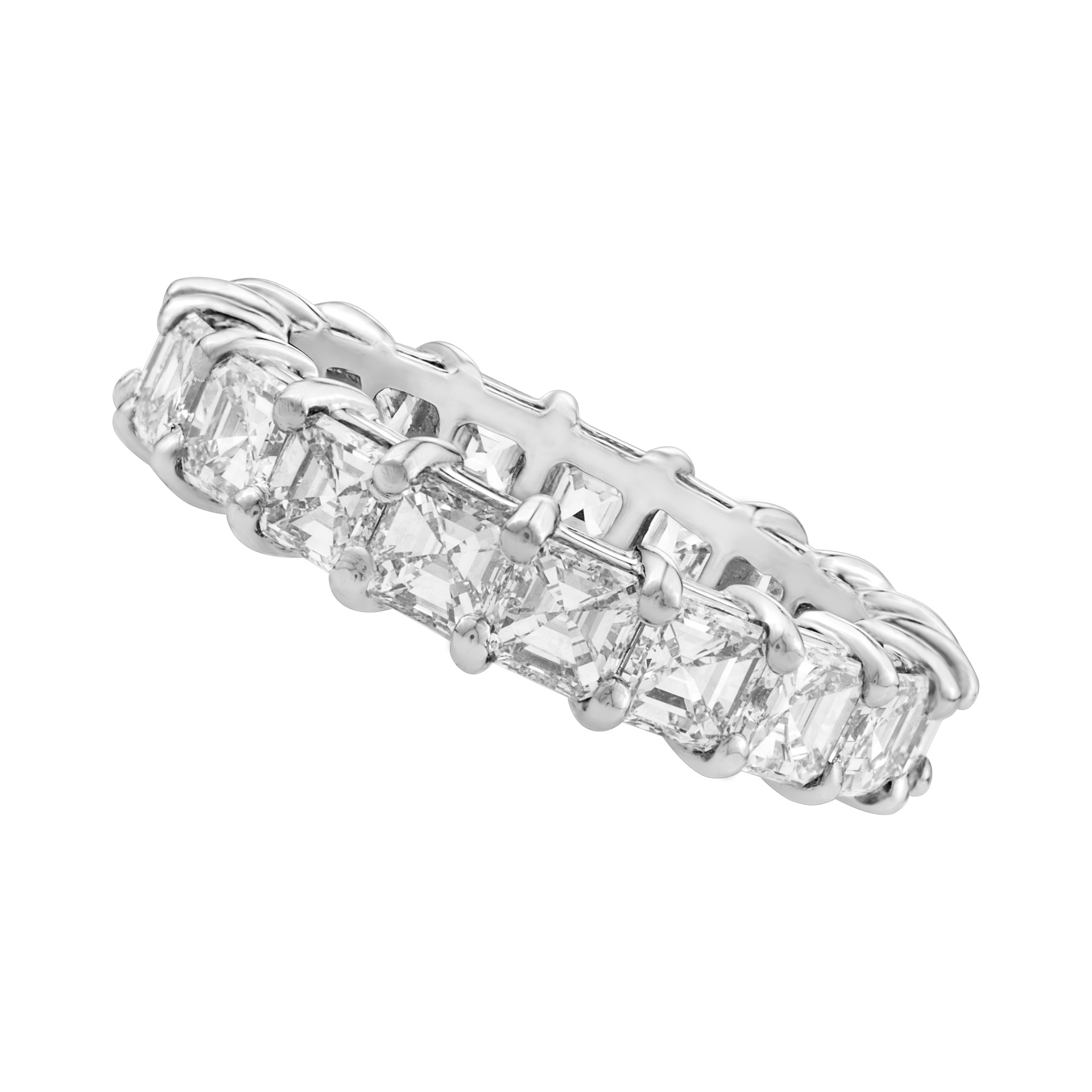 Asher cut eternity band in platinum, 4.63 carats D-F color VS clarity image 1