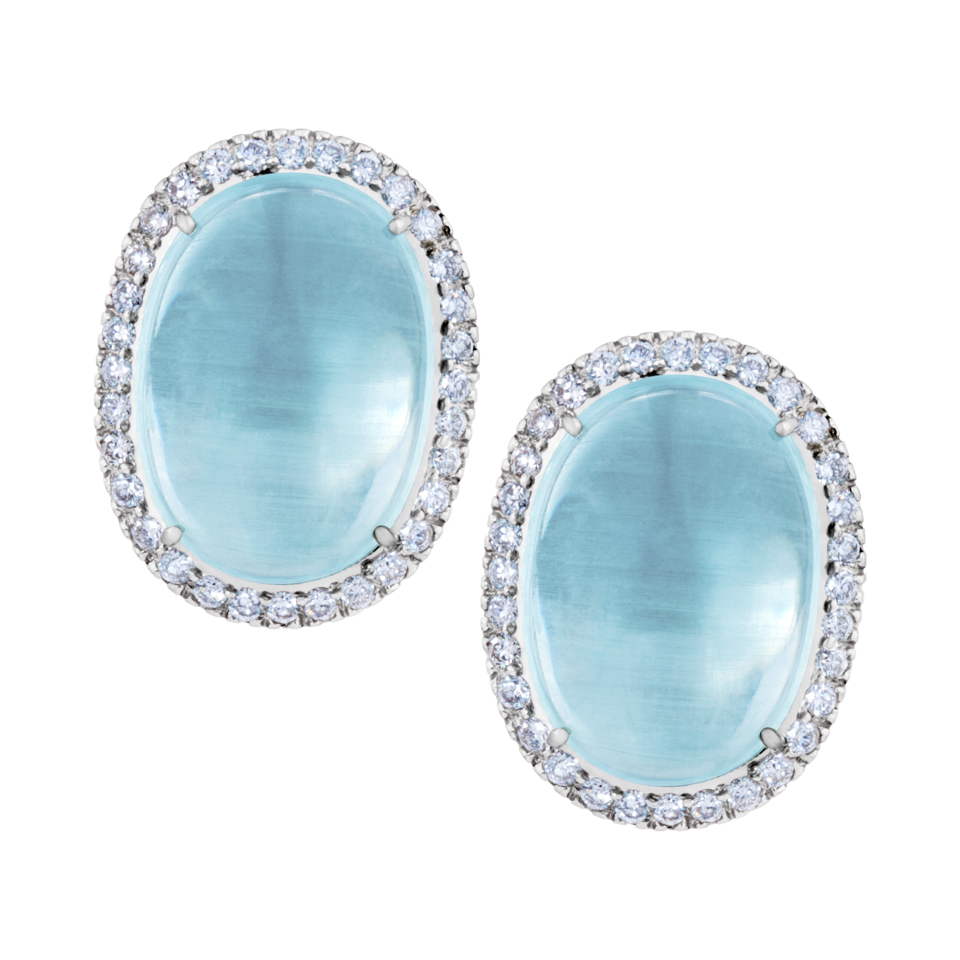Aquamarine and diamond earrings set in 18k white gold image 1