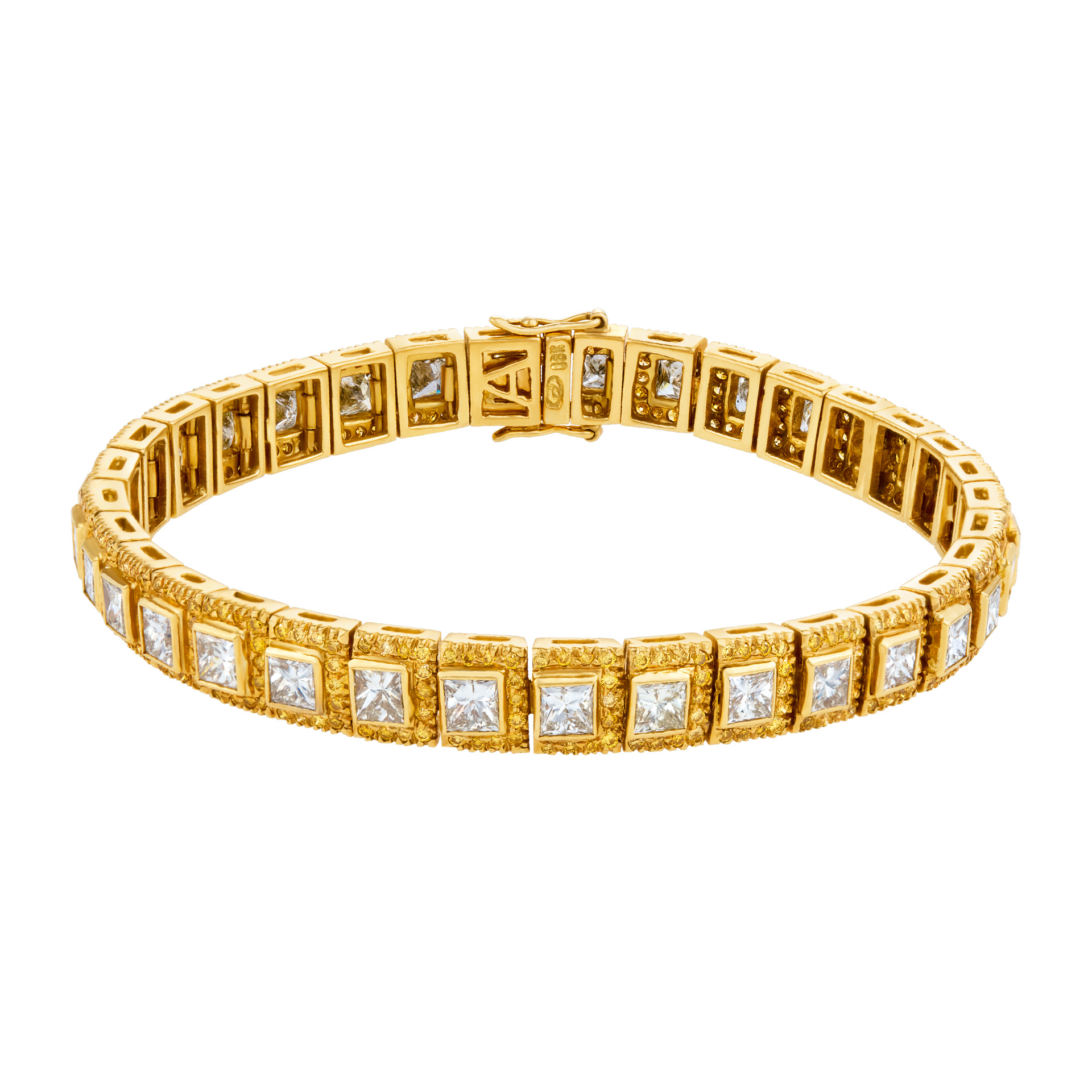 White and yellow diamond bracelet set in 18k gold image 1