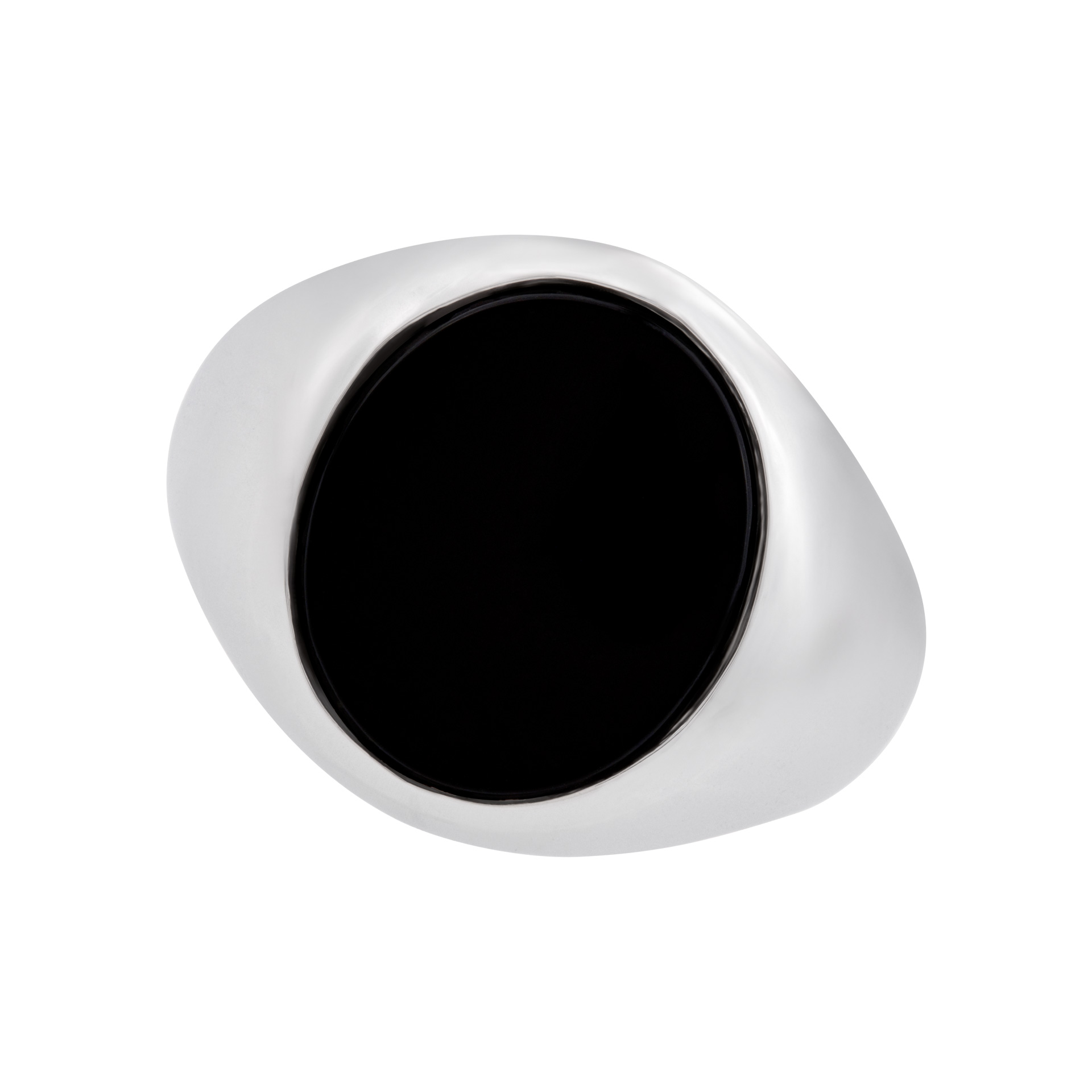 Simple & handsome Onyx great pinky ring 18k white gold image 1