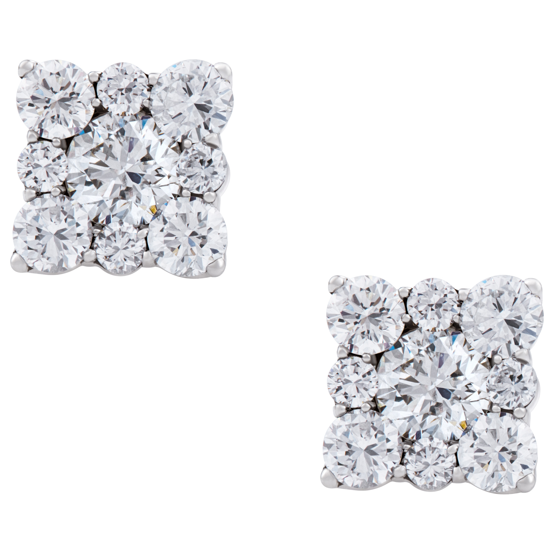Diamond studs in 18k white gold. 2.05 carats in clean white diamonds image 1