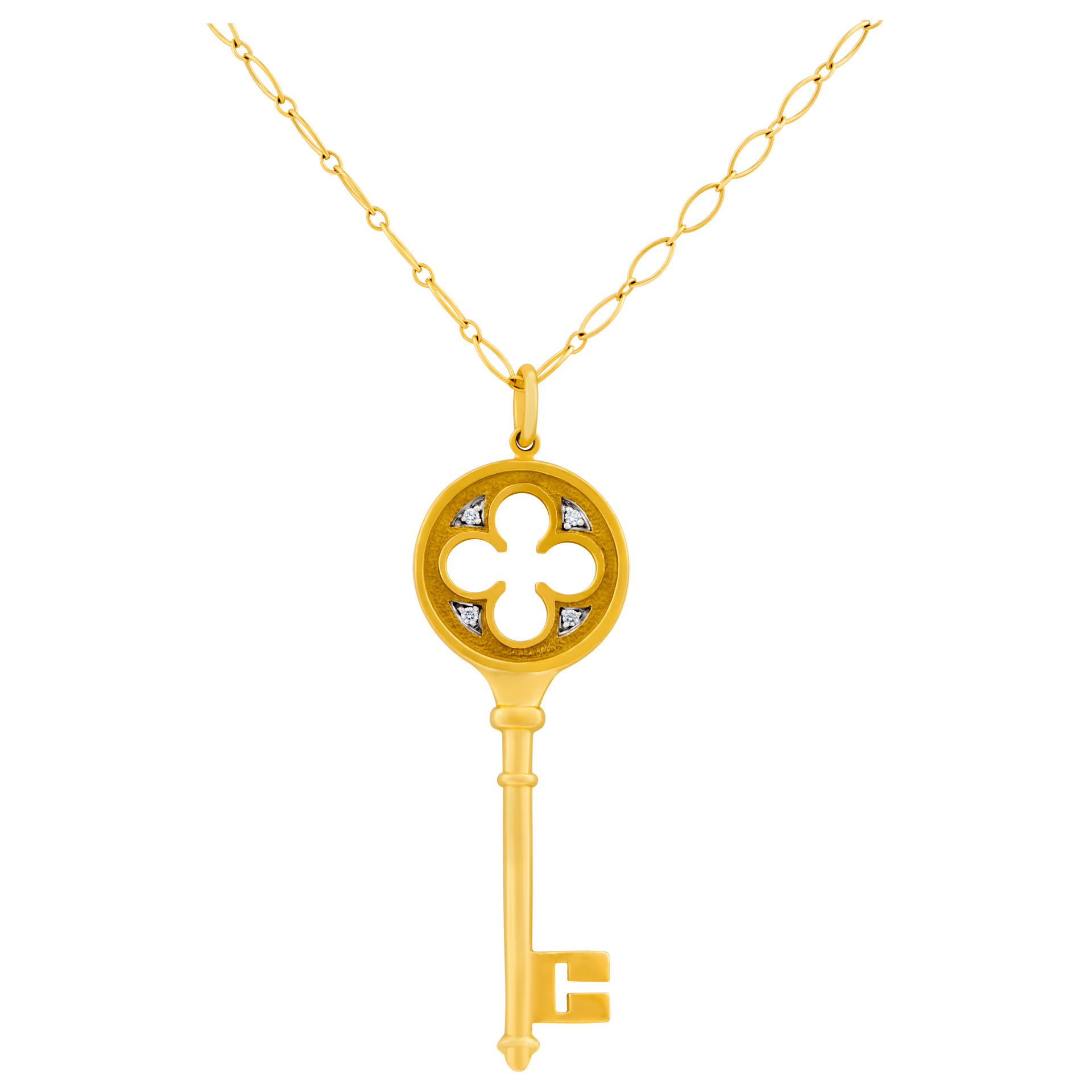 Tiffany & Co Key pendant in 18k yellow gold w/ 30 inch Tiffany chain image 1