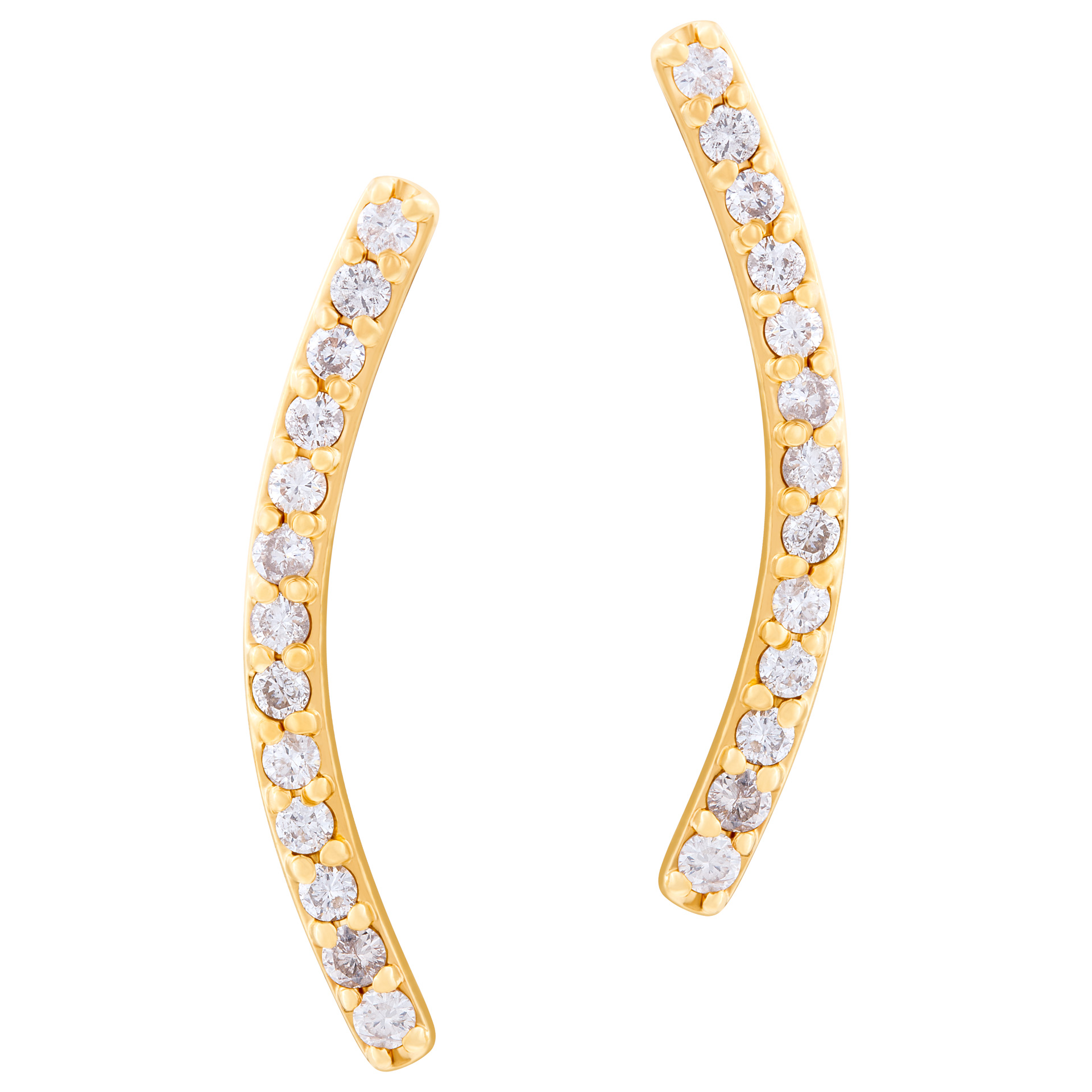 Sparkling ear climbers in 18k yelllow gold. 1.17 carats in diamonds image 1