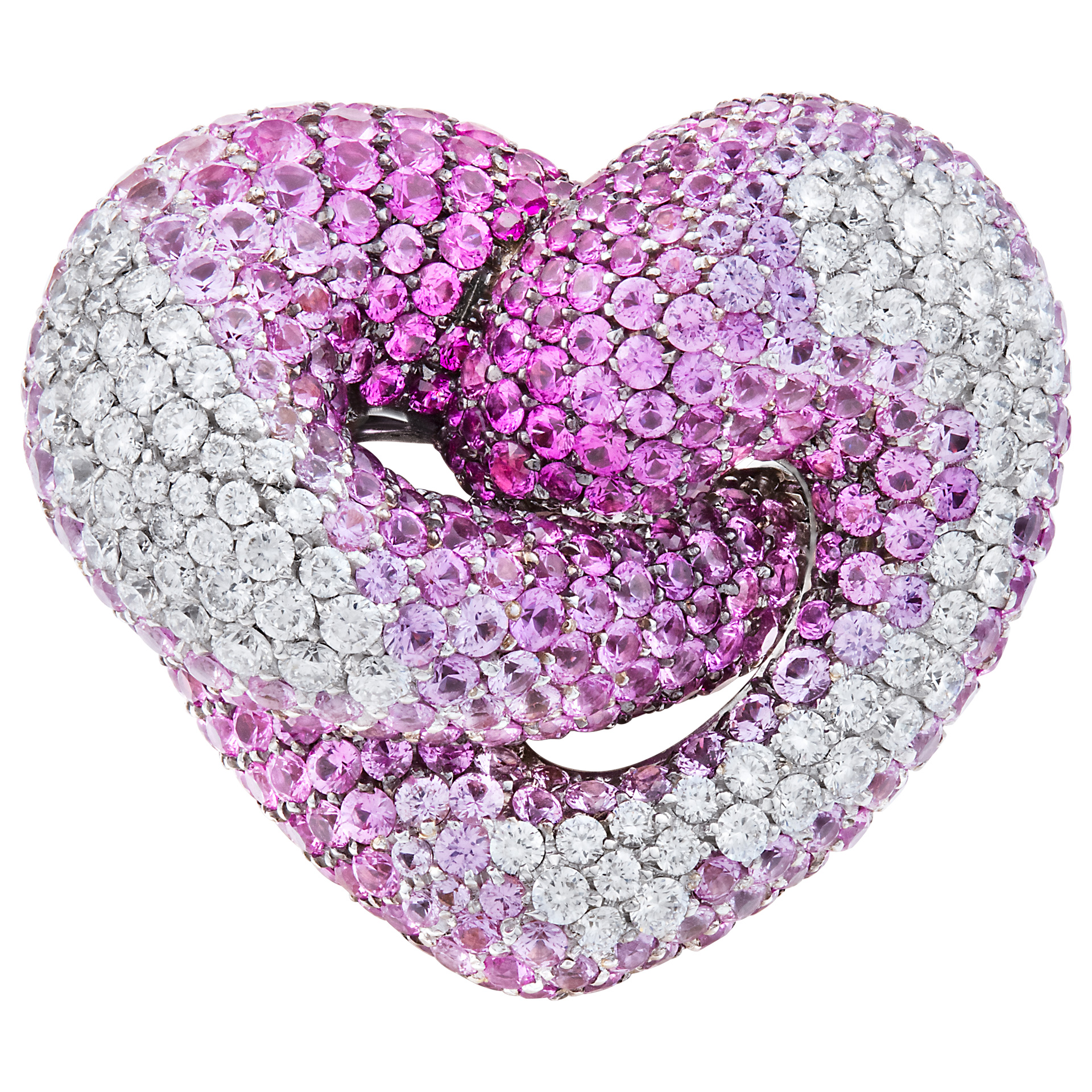 Gorgeous Palmiero J.D. "two hearts locked" pave diamond ring in 18k. image 1