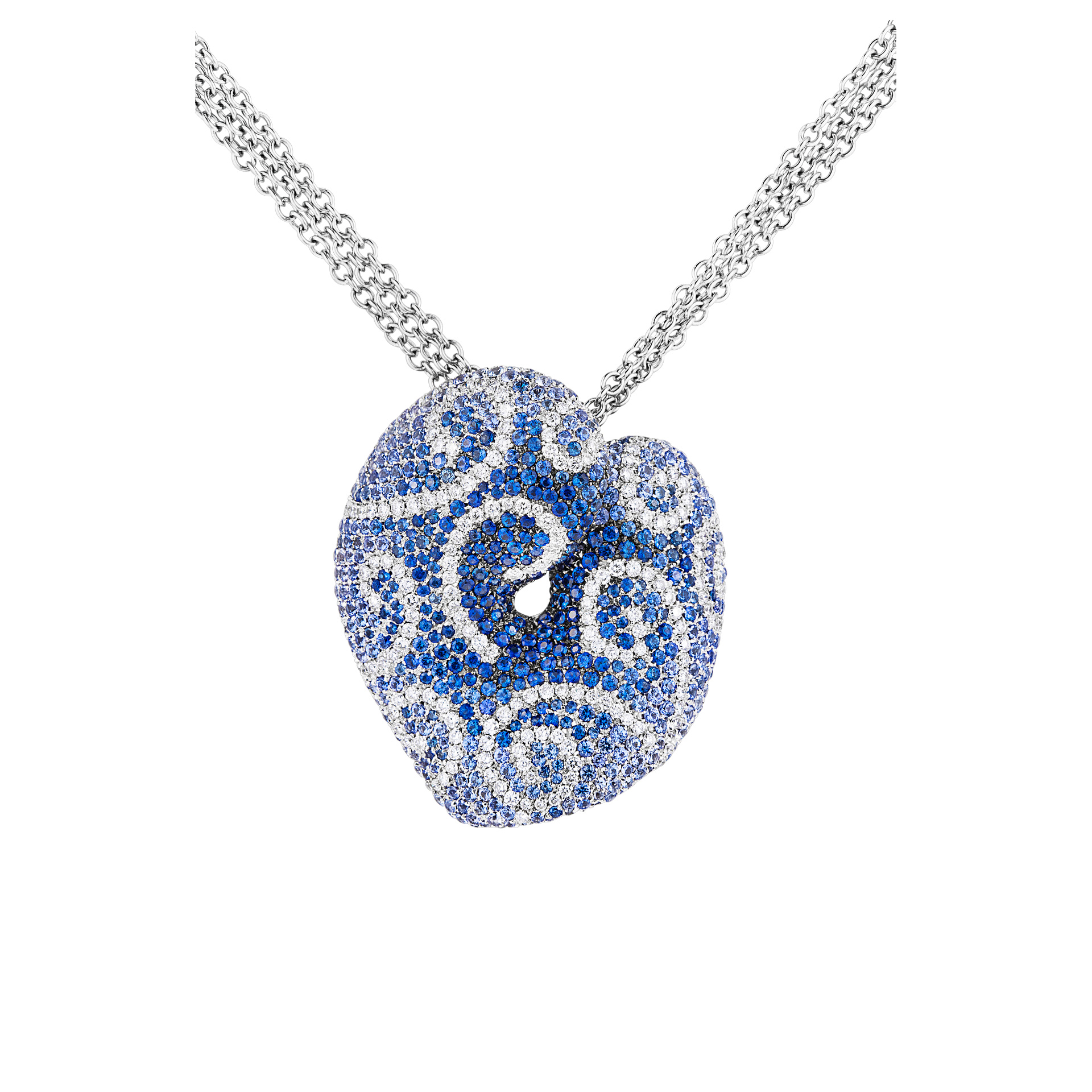 Glamorous heart diamond and Sapphire necklace image 1