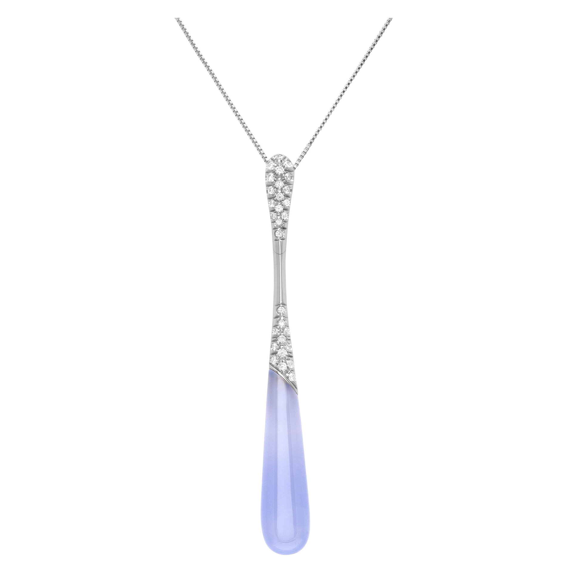 Stunning Stefan Hafner drop powder blue chalcedony pendant with diamonds image 1