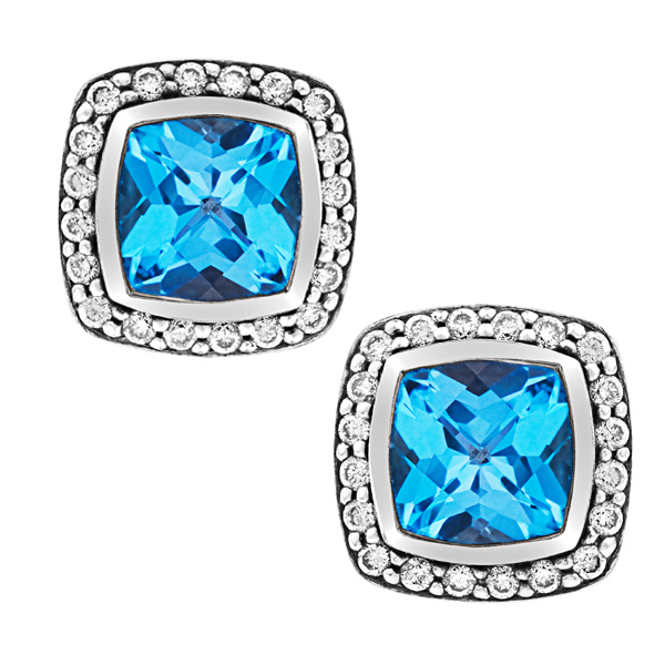 David Yurman blue topaz and diamond earrings image 1