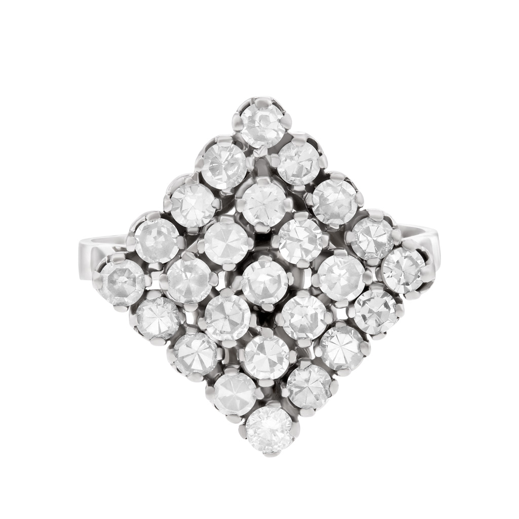 Geometric Diamond ring with approx 1.20 carats in diamonds all mounted in 18k white gold image 1