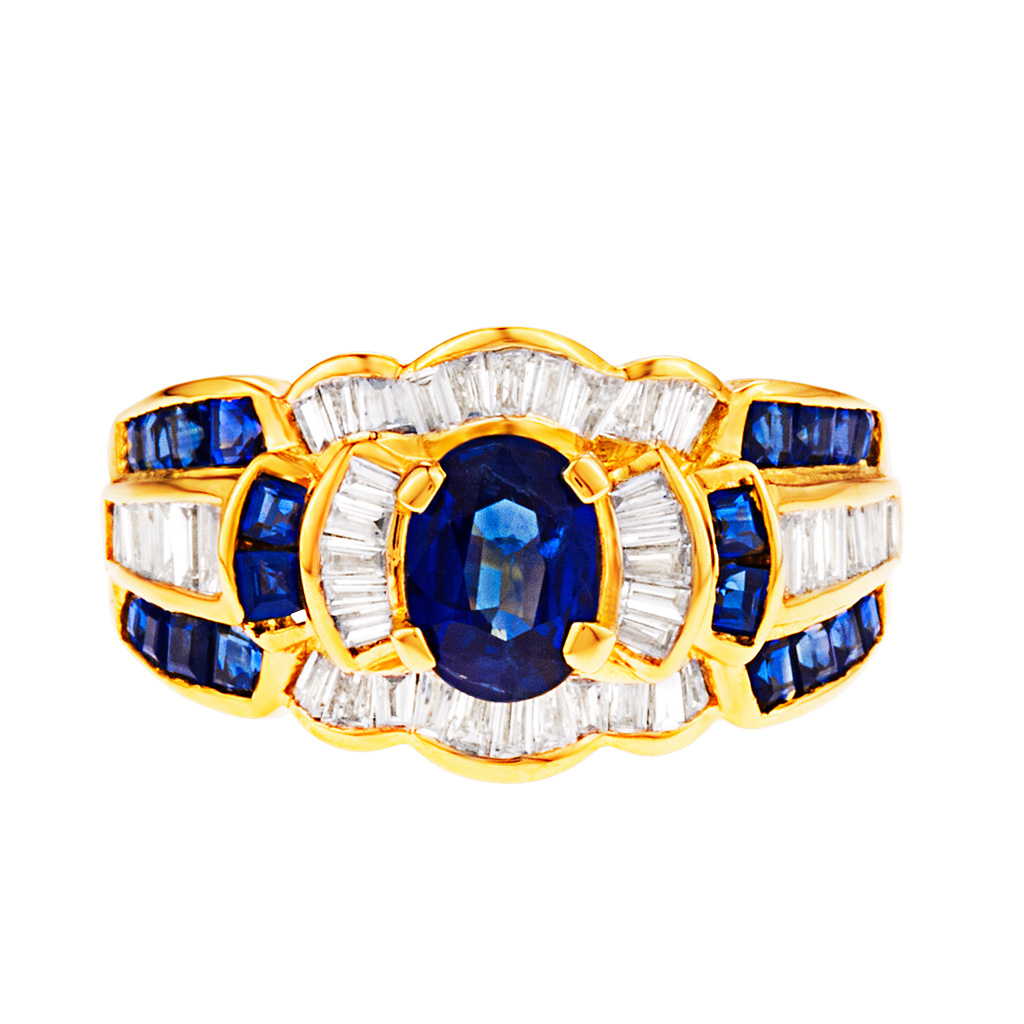Sapphire and diamond ring in 18k image 1