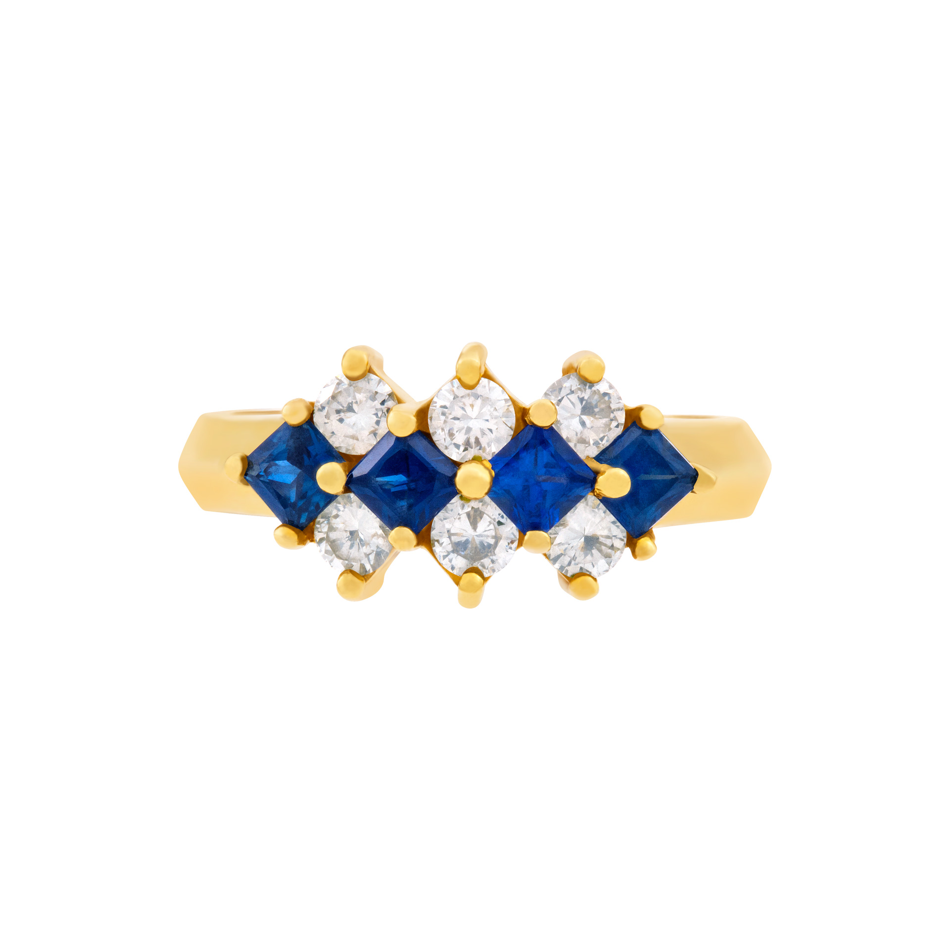Diamond And Sapphire Ring In 14k Yellow Gold image 1