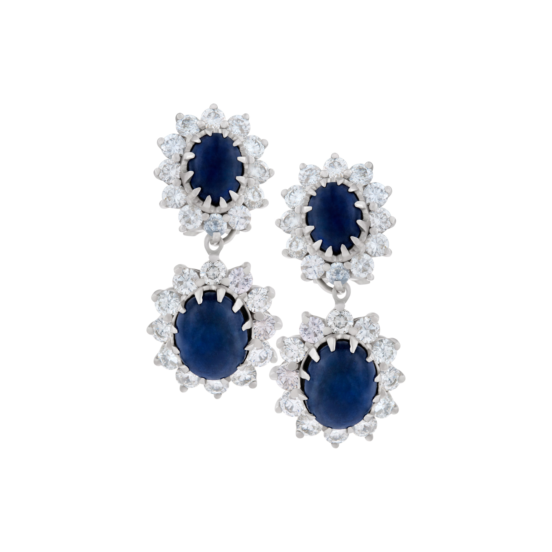 Diamond and Cabochon Sapphire earrings in 18k white gold image 1