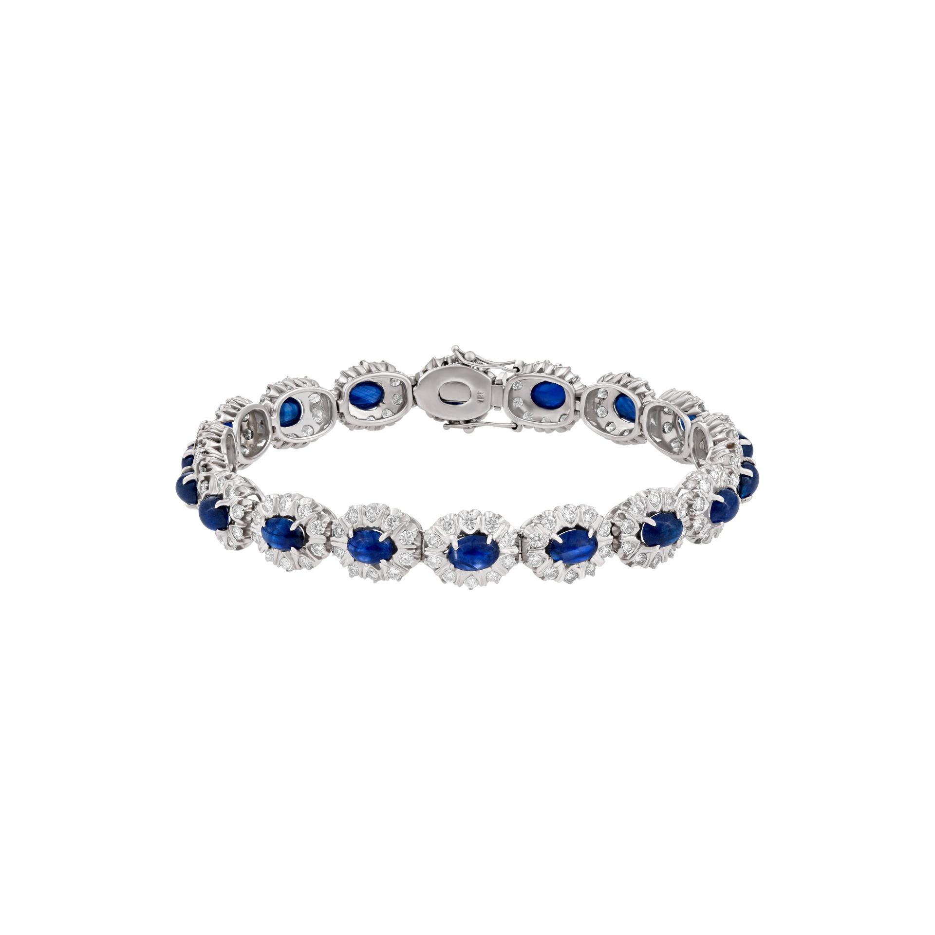 Diamond and Cabochon Sapphire bracelet in 18k white gold image 1