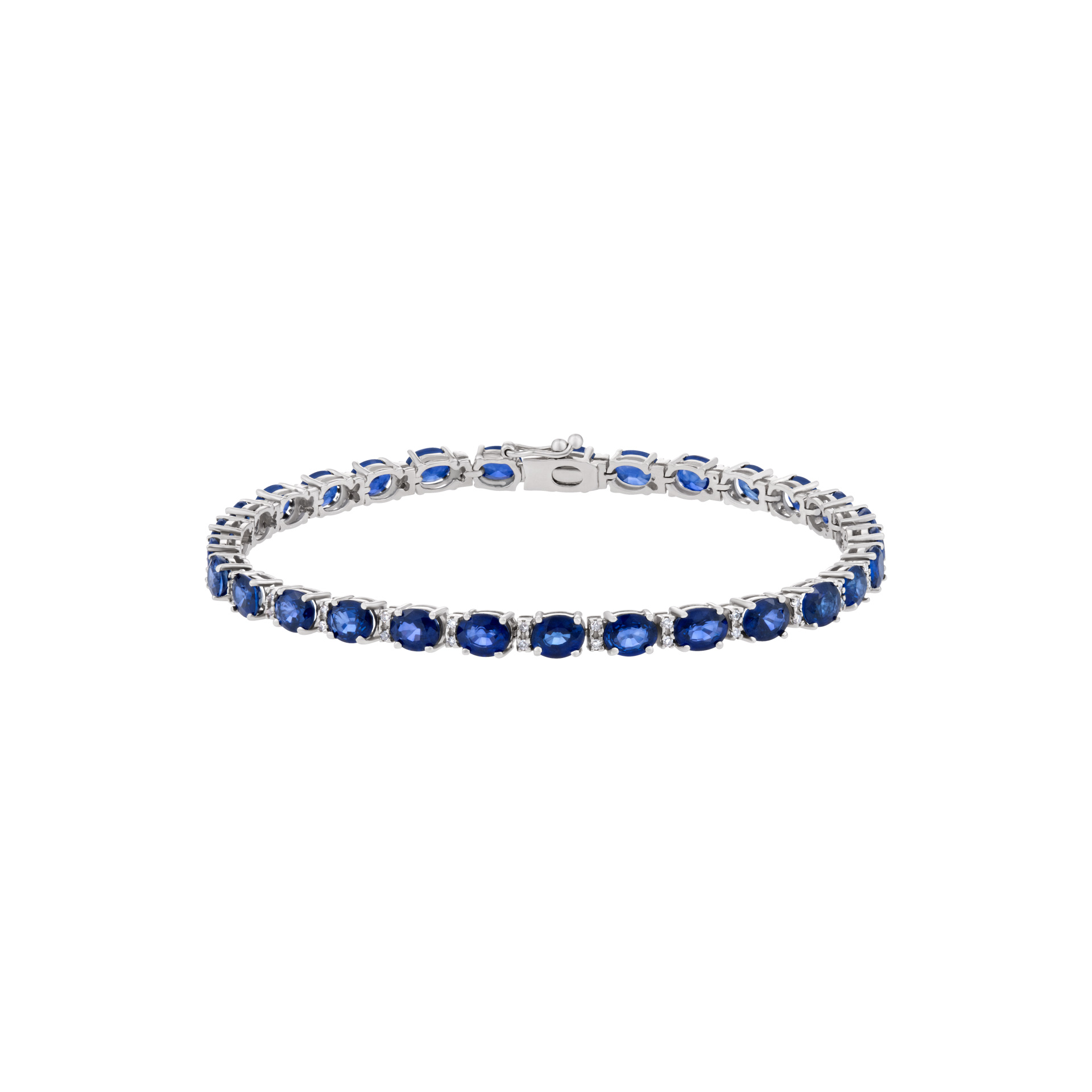 Line bracelet of blue sapphires in 18k white gold image 1