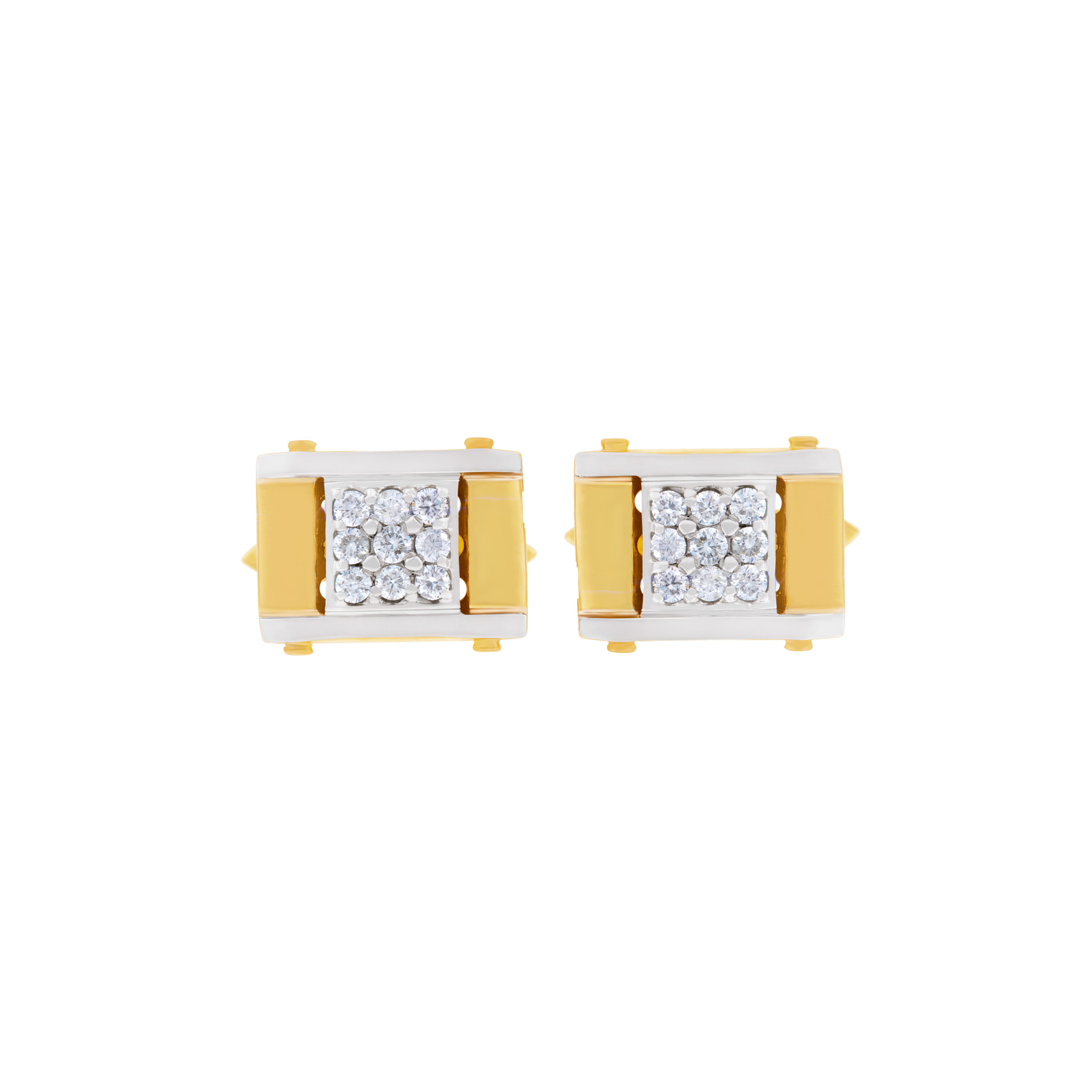 Cuflinks In 14k Yellow And White Gold With Diamonds image 1