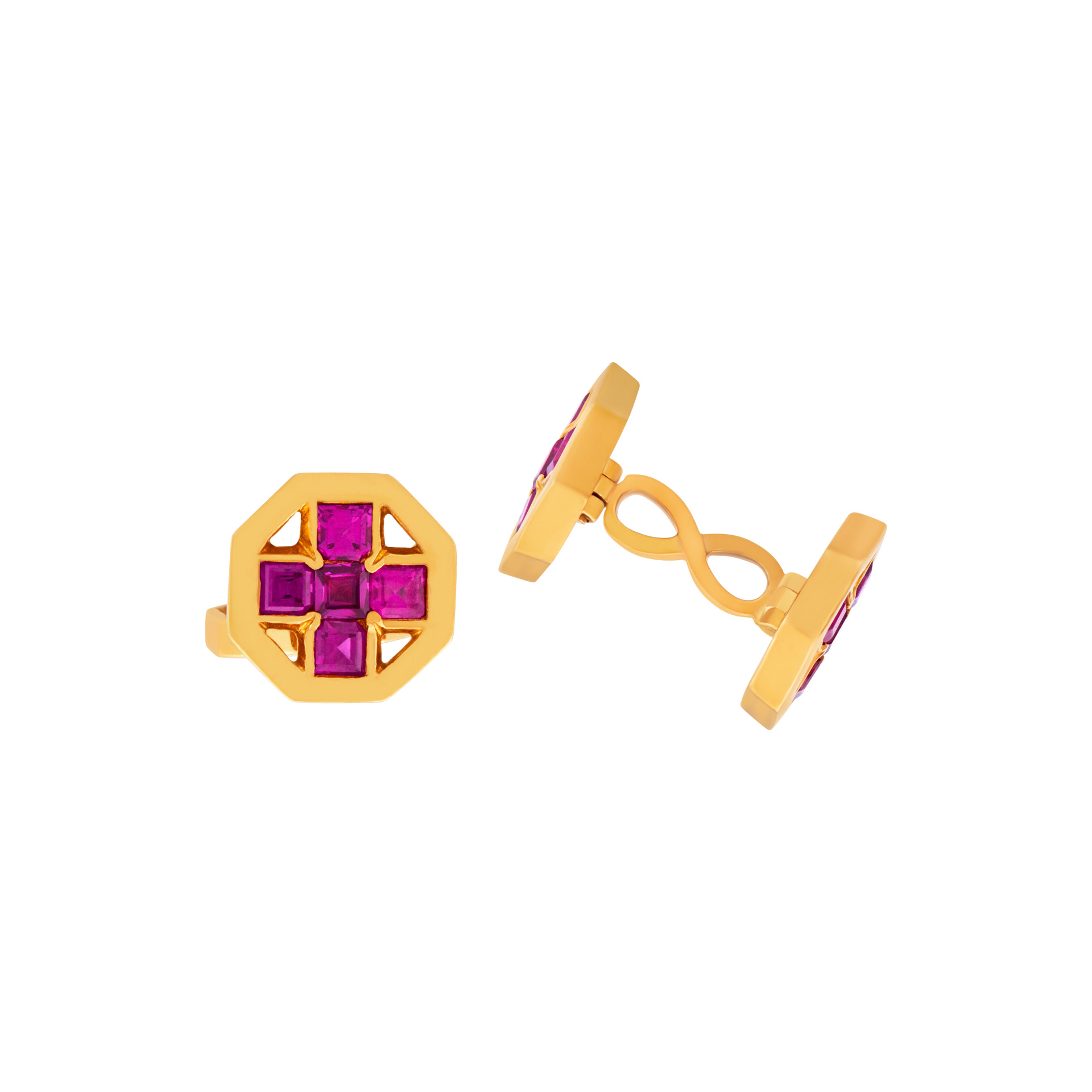 Vintage Cufflinks in 18k with square rubies image 1